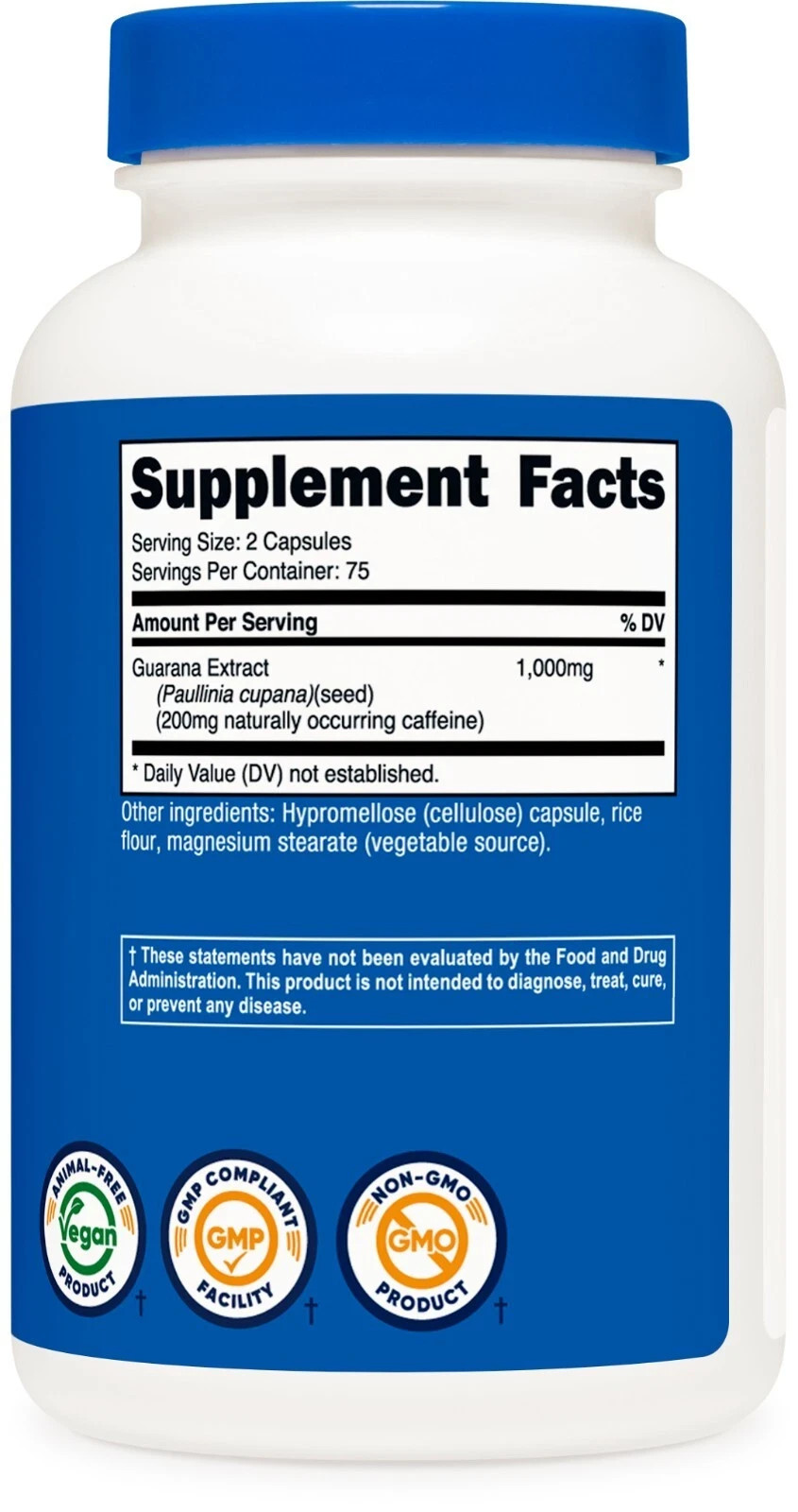 2 Pack – Nutricost Guarana Natural Caffeine 150 Capsules Per
