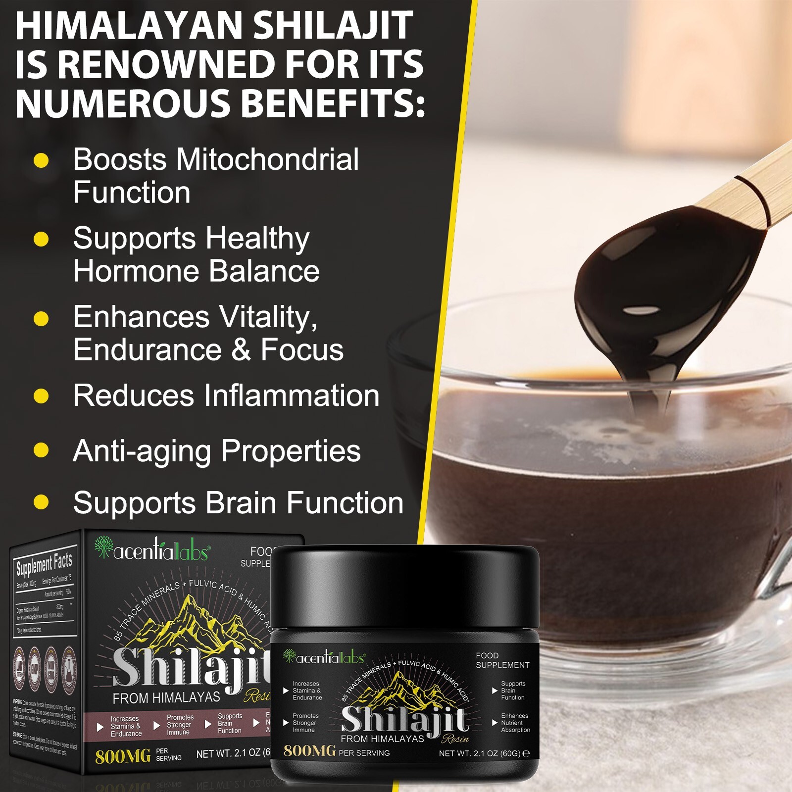 Pure 100% Himalayan Shilajit, Soft Resin, Organic, Extremely Potent, Fulvic Acid