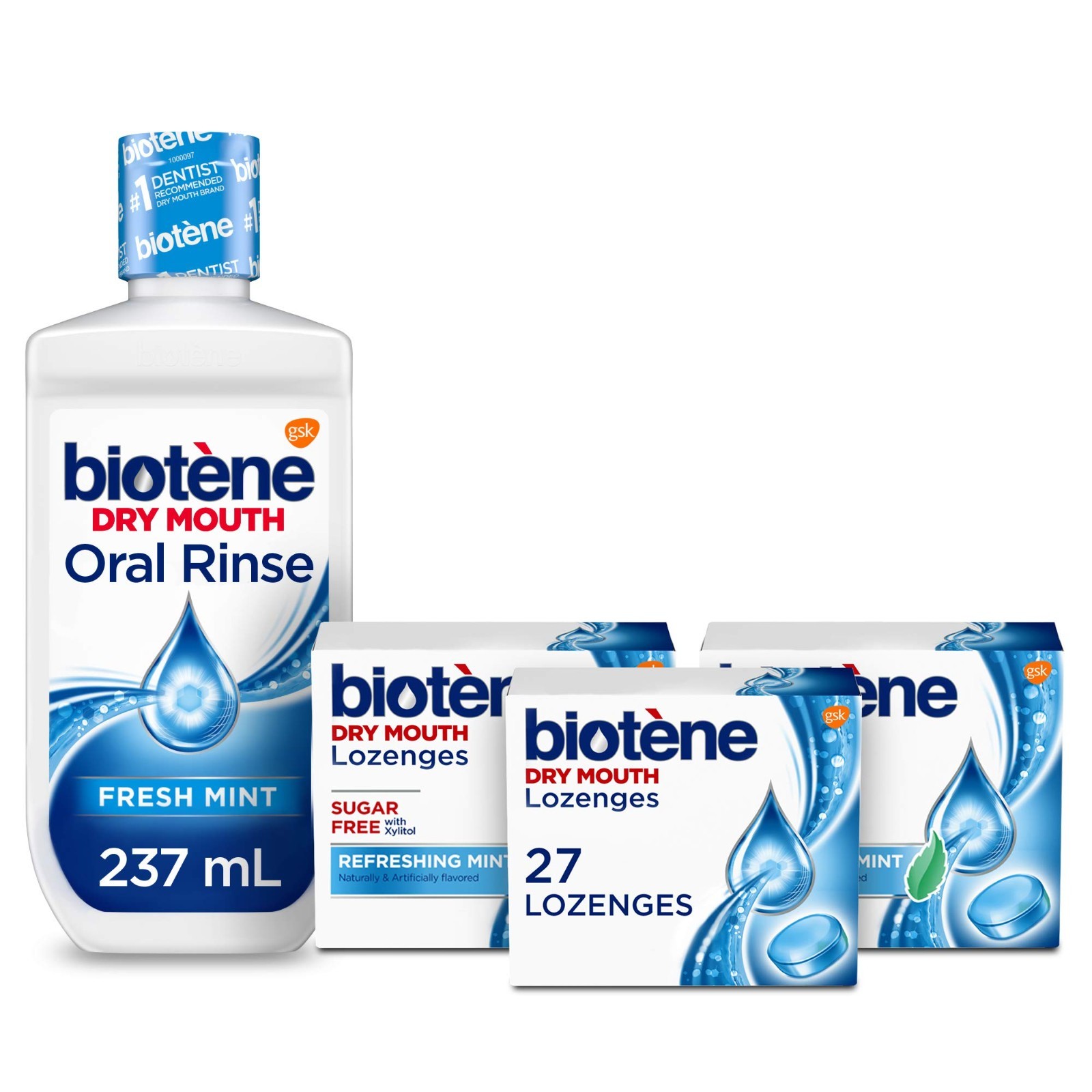 Moisturizing Oral Rinse & Lozenges for Dry Mouth, Alcohol-Free, Mint Flavor, 33.