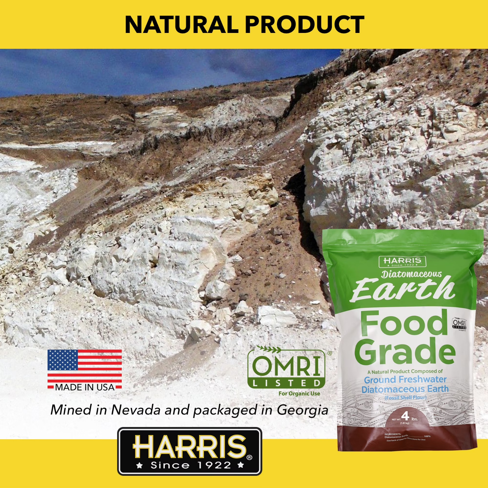 4 lbs. (64 oz.) Diatomaceous Earth Food Grade 100%