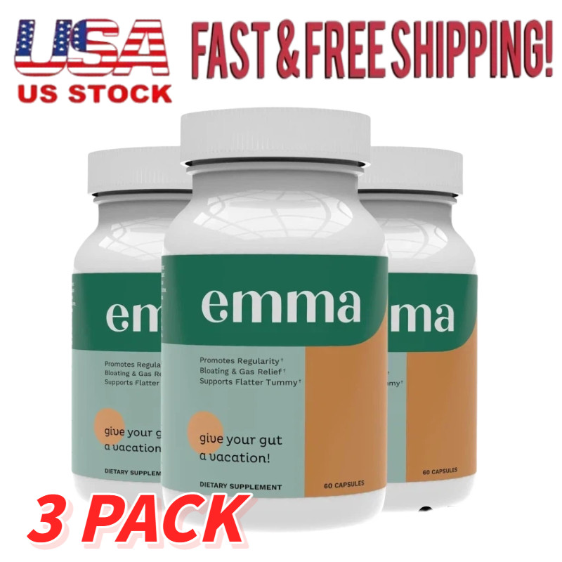 3 Pack Emma Gut Health Supplement 180 Capsules for Bloating Relief & Leaky Gut