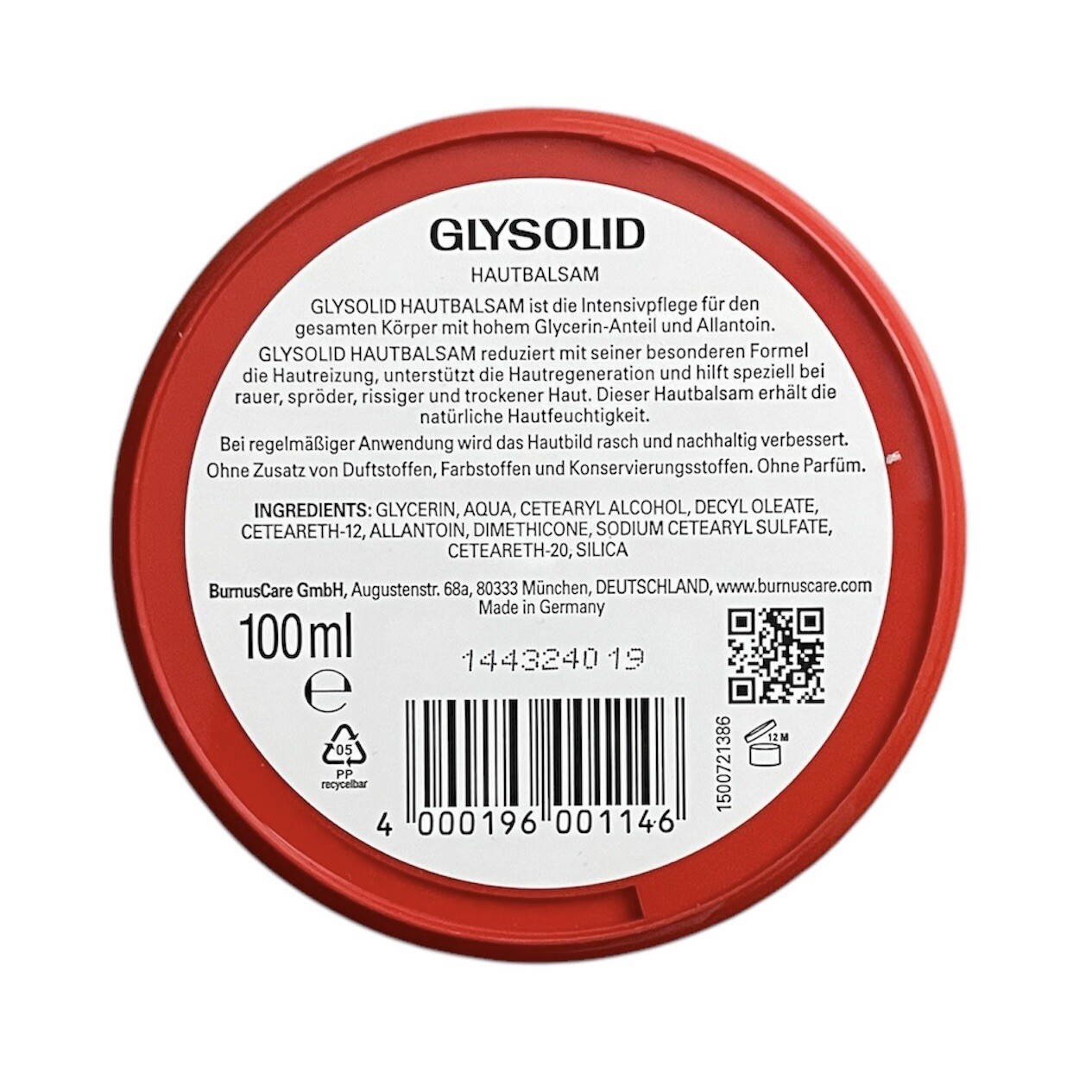 German Original Glysolid Hautbalsam Skin Balm Cream 100mL