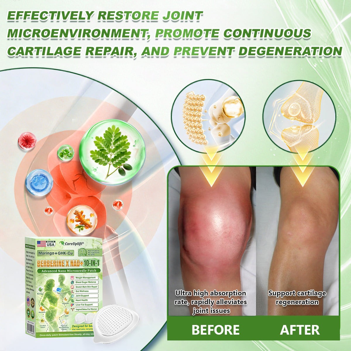 CareUplift Moringa & Berberine 10-in-1 Advanced Nano Microneedle Patch