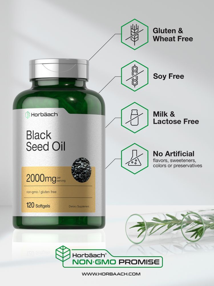 Black Seed Oil 2000mg | 120 Softgel Capsules | Nigella Sativa | by Horbaach