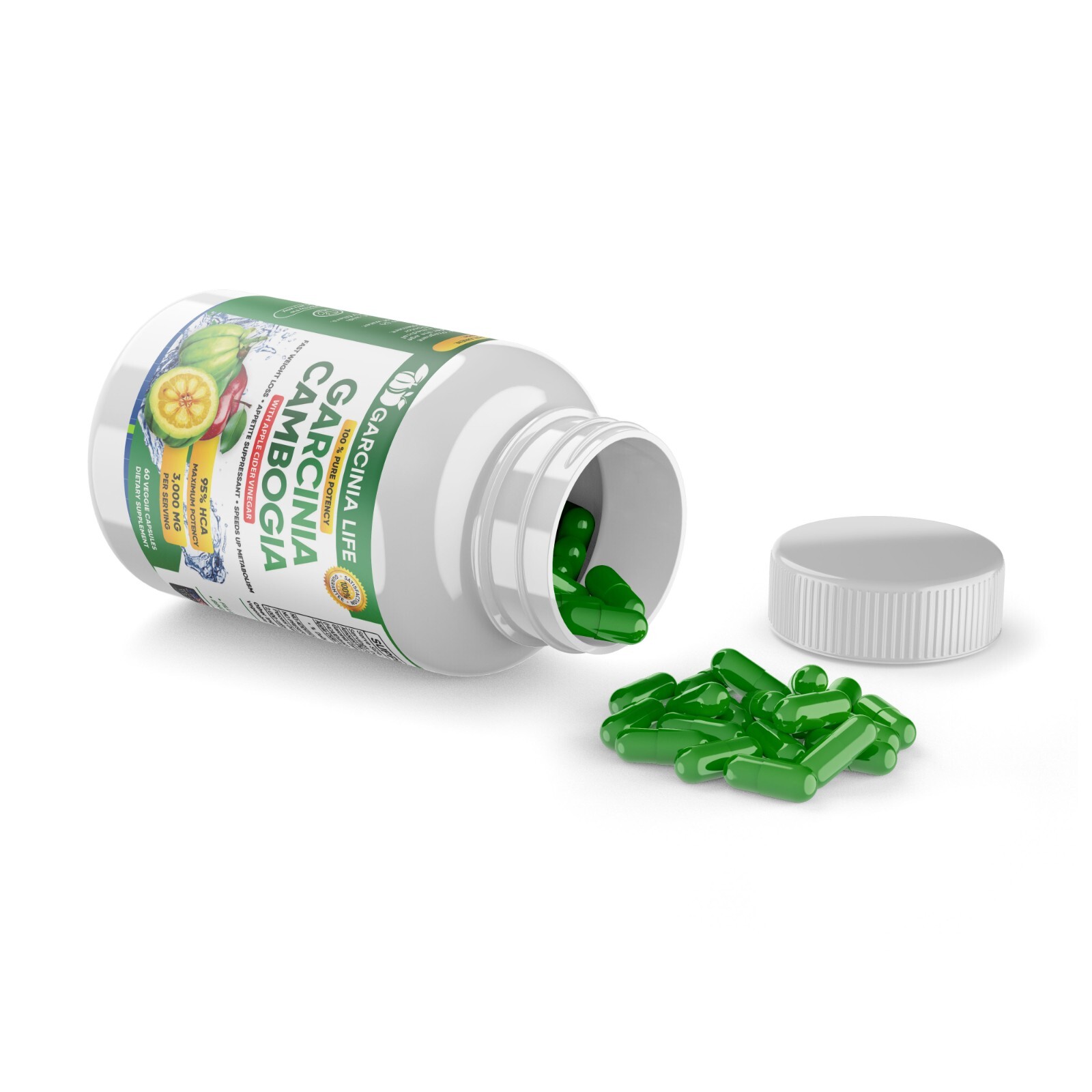 Weight Loss Garcinia Cambogia w/ Apple Cider Vinegar ACV Fat Burner Pills Diet