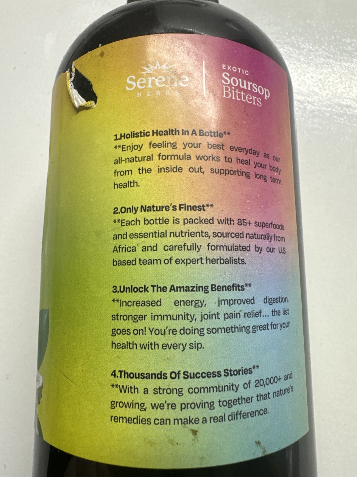 Serene Herb Exotic Soursop Bitters Liquid Gut Health Detox Lasting Vitality 16oz