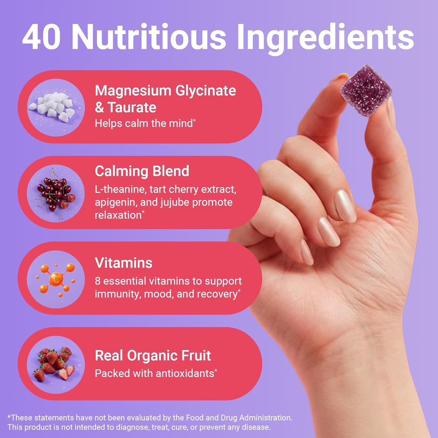 Moonbrew Sleep + Vitamin Gummies 25 Nightly Packs Strawberry