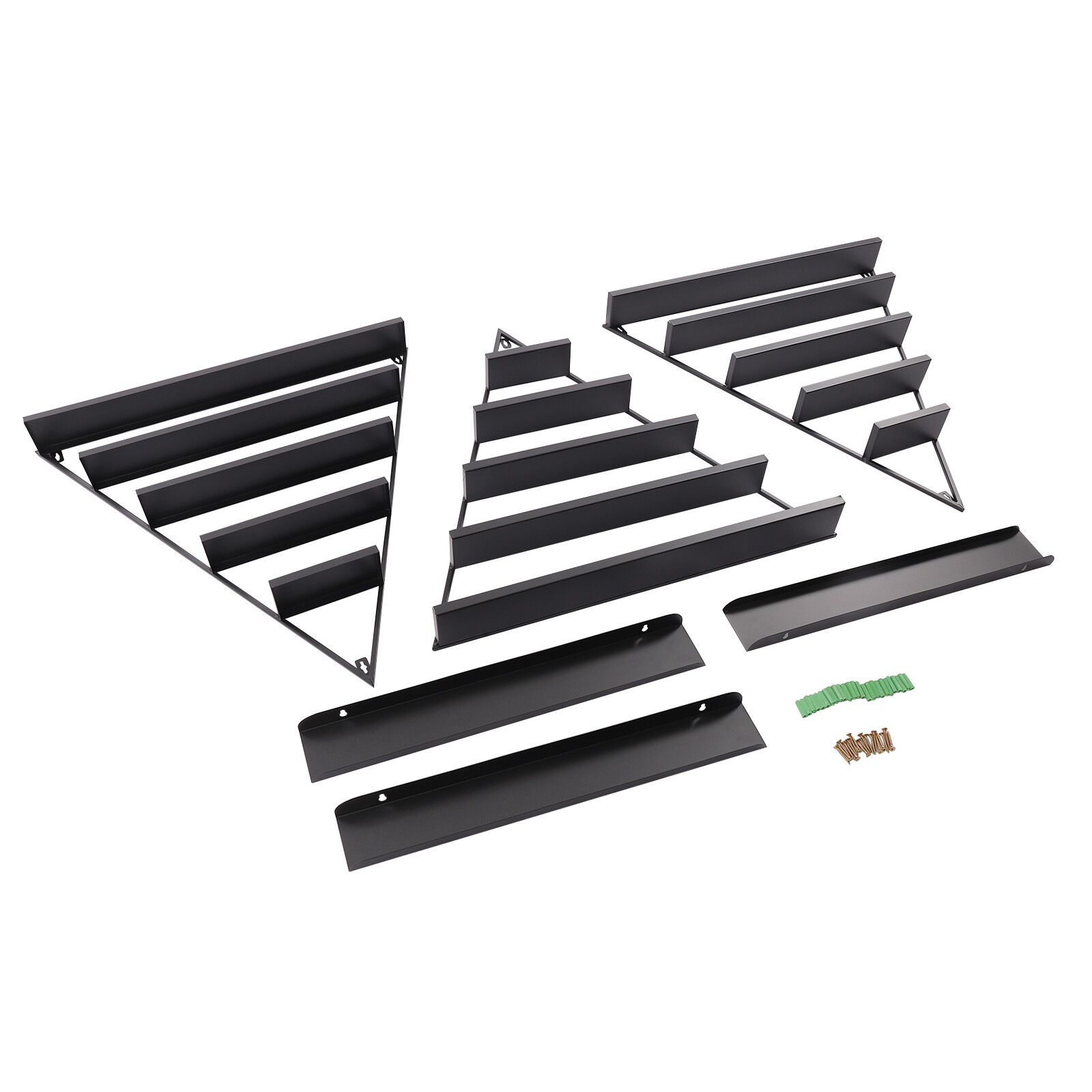 5-Tier Black Wall Mount Iron Nail Polish Display Rack Kits w/3x Horizontal Bars