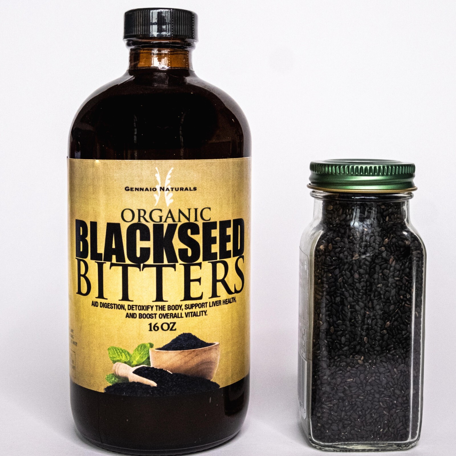 Black Seed Living Bitters 100% Natural 16ozOrganic Herbal Blend for Immune Boost