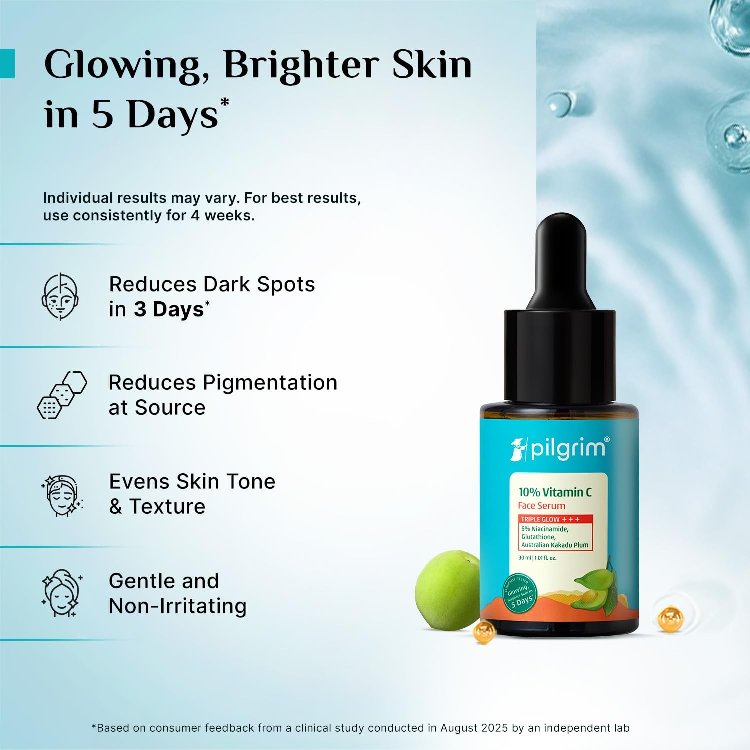 Pilgrim 10% Vitamin C Serum 30ml for Glowing Skin for Unisex pack of 2