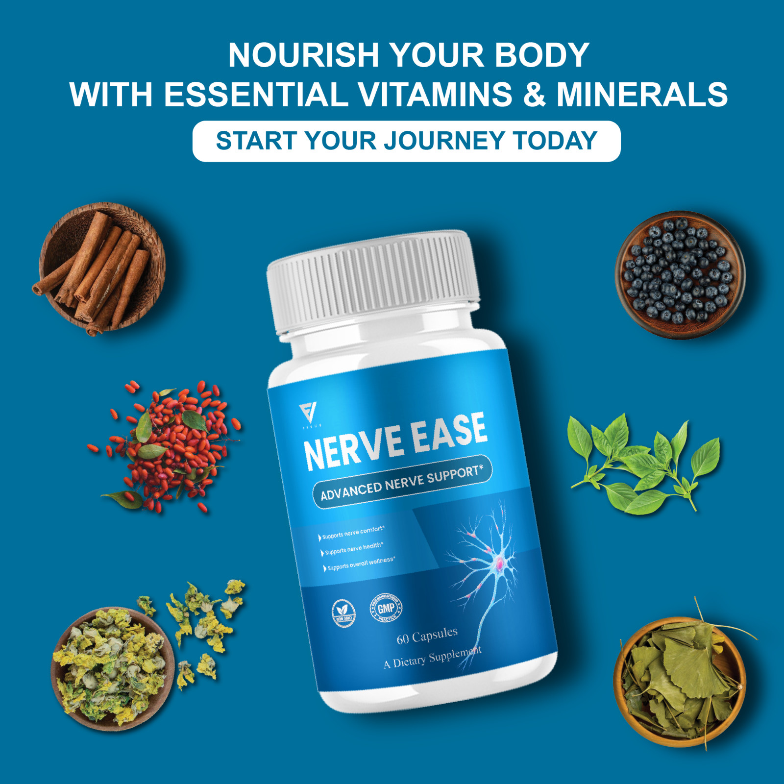 Nerve Ease Advanced Support, NerveEase Health Pills (60 Capsules)