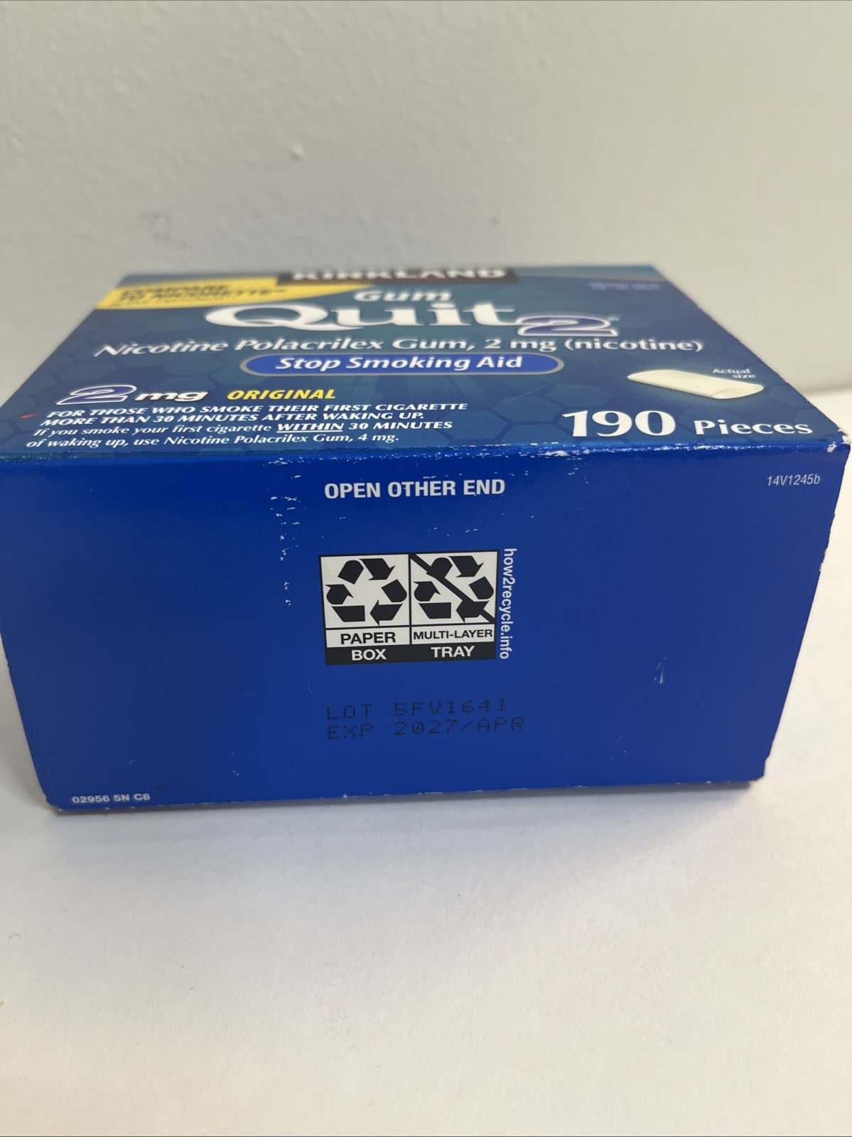 Kirkland Signature Quit 2 mg Gum Nicotine Polacrilex Stop Smoking Aid 190 Pieces