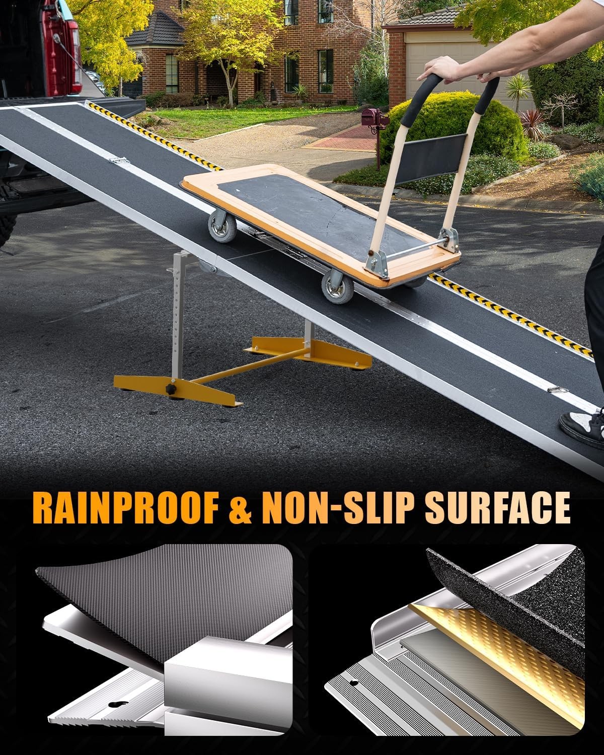 2/3/4/5/6/7/8/10/12FT Home Wheelchair Ramp Non-Skid Folding Aluminum Ramps Steps