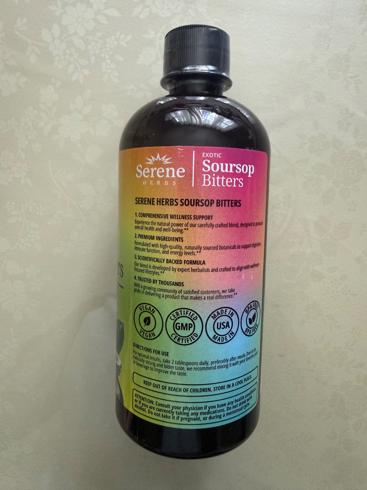Serene Herb Exotic Soursop Bitters Liquid Gut Health Detox Lasting Vitality 16oz