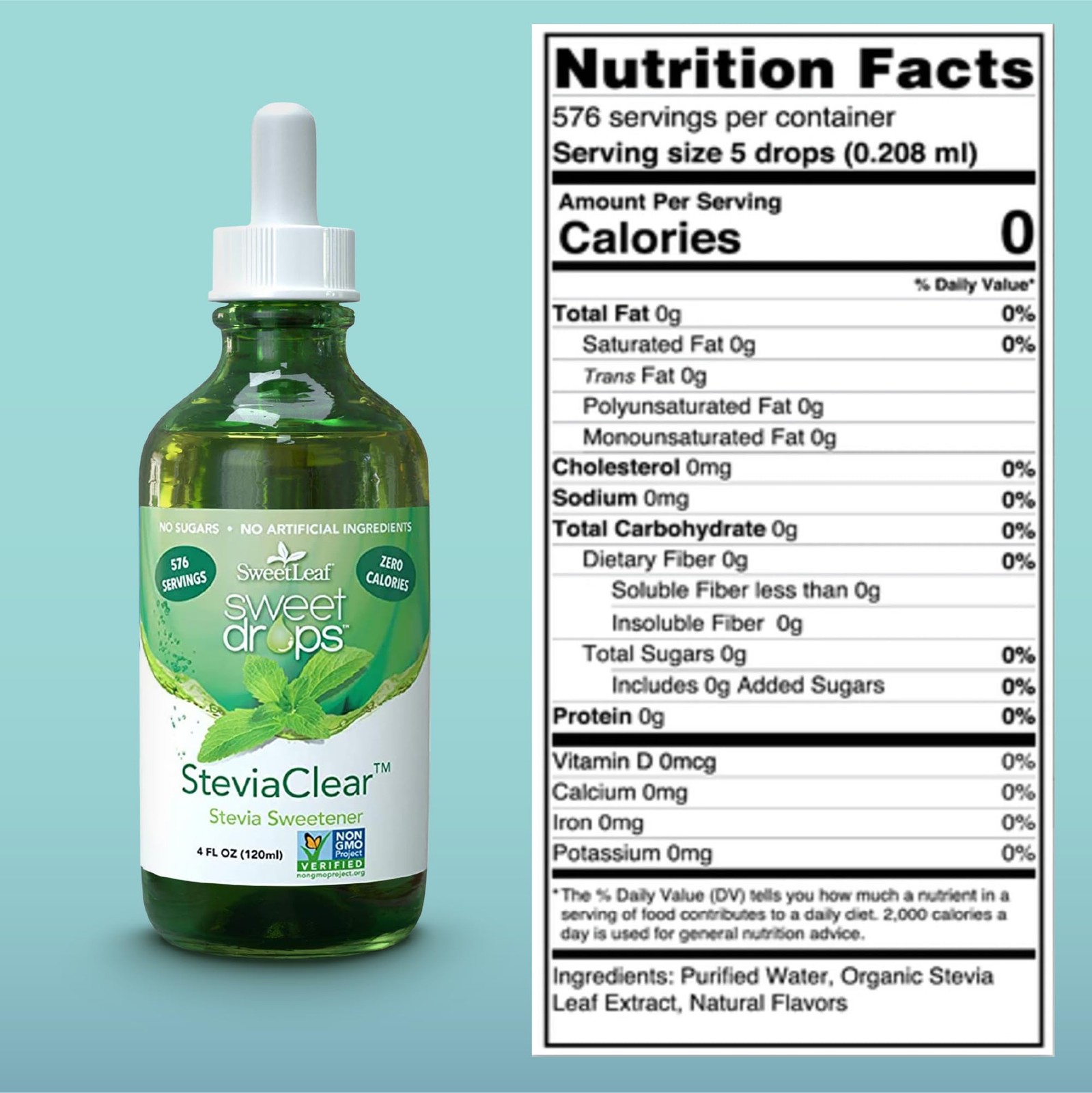 SweetLeaf Stevia Steviaclear Liquid Extract 4 oz 4 Fl Oz (Pack of 2), Clear