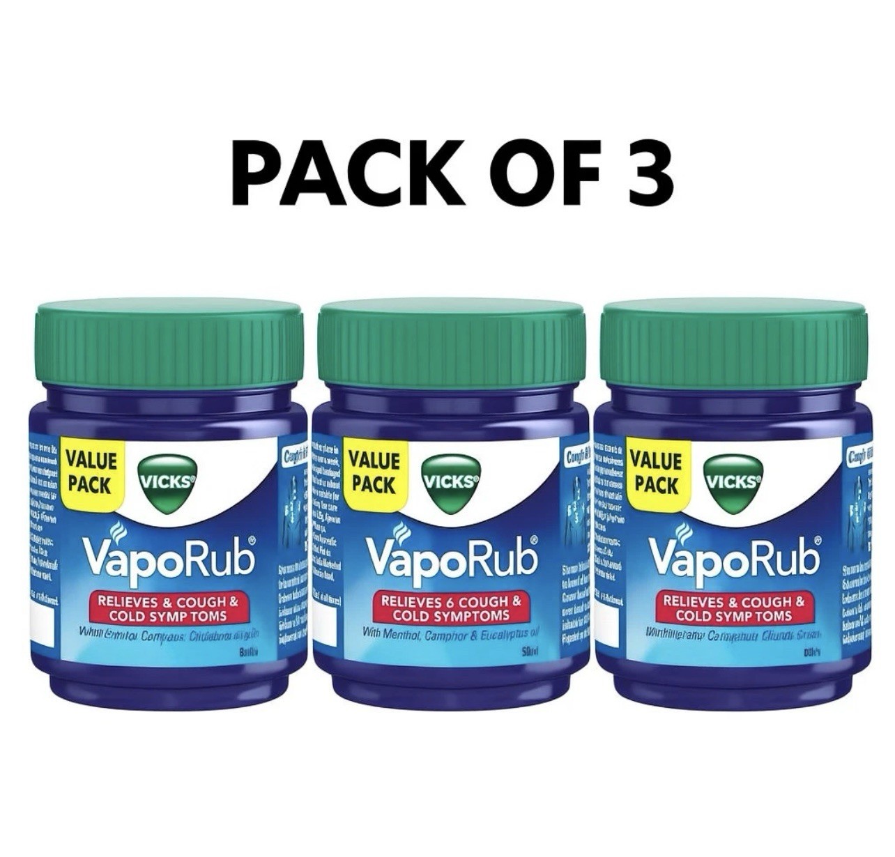 Vicks Vaporub 50ml Relief From Cold, Cough, Blocked Nose, Headache (pack of 3)