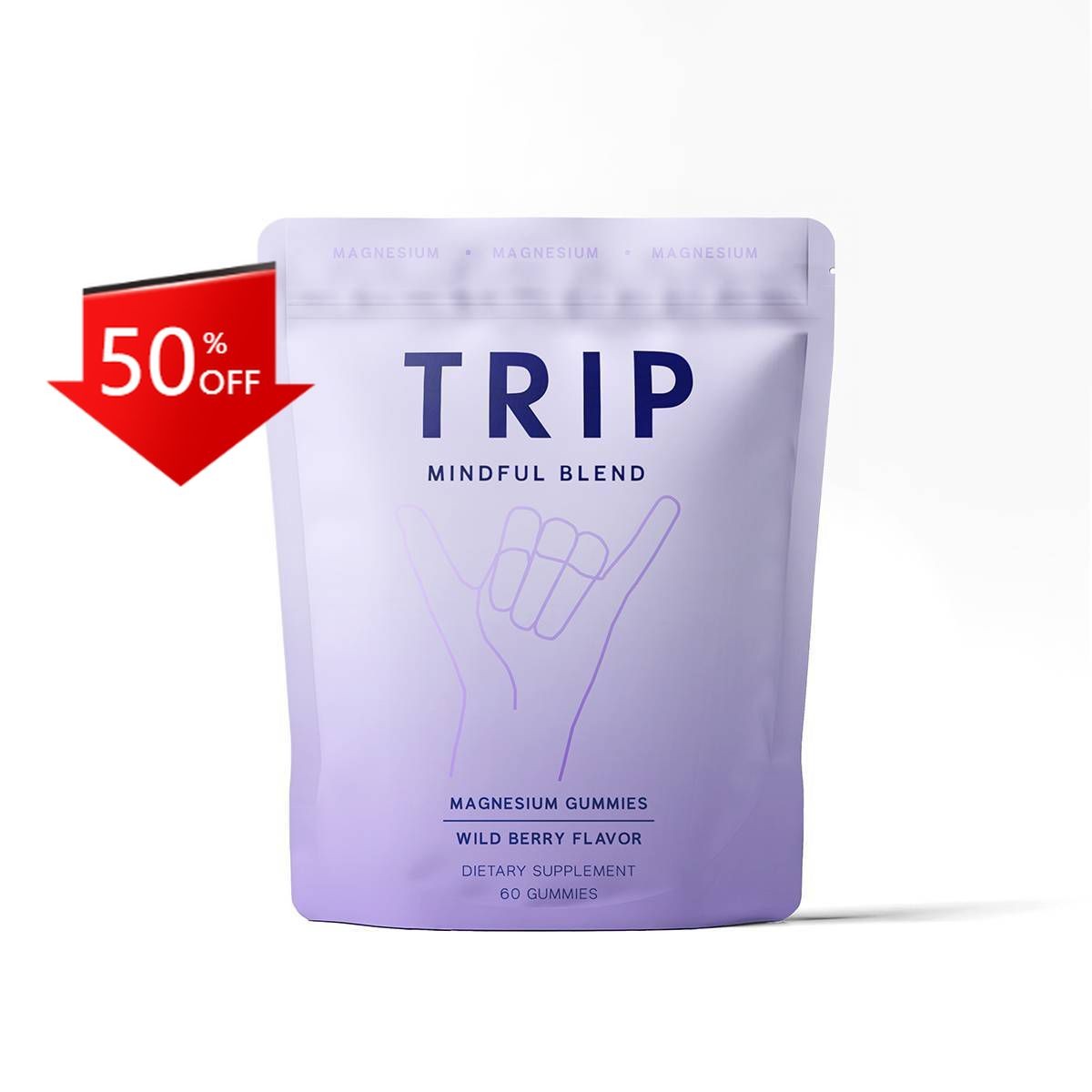 TRIP Magnesium Citrate Calm Gummy Vitamins – Wild Berry – 60ct