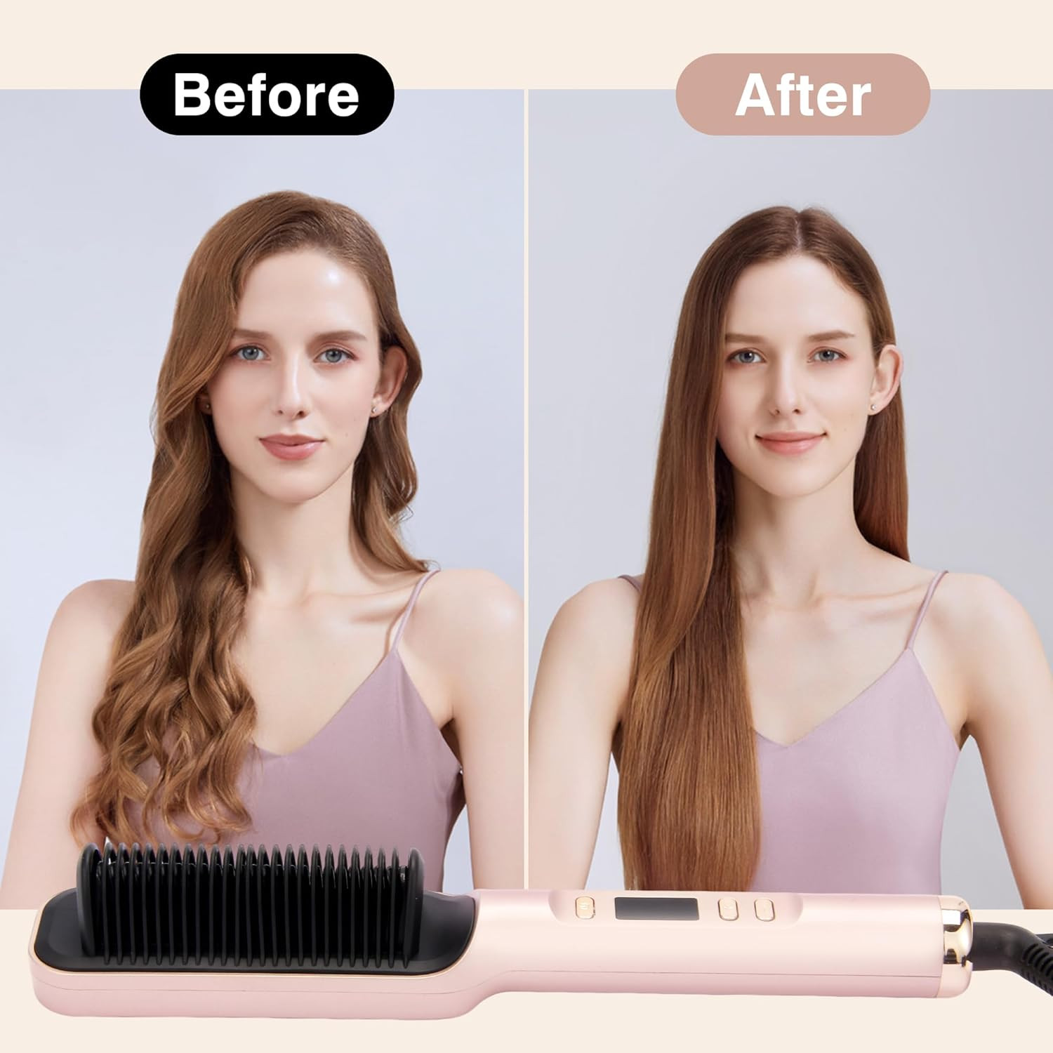 Hair Straightener Brush, Ring Sleek Sweep Ionic Hair Straightener Comb Straighte