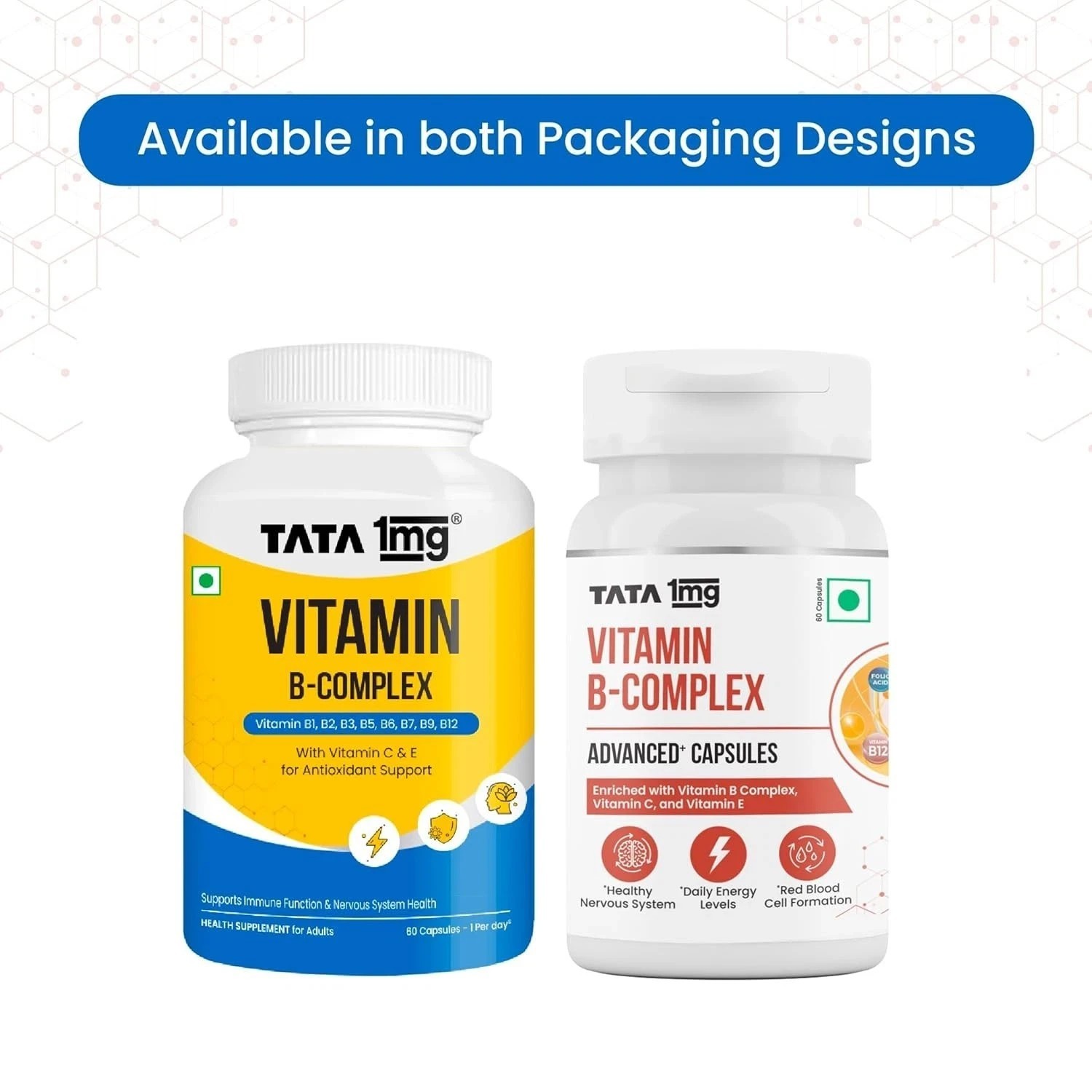 Tata 1mg Vitamin B Complex Capsules with, B1,B2,B3,B5,B6,Biotin (Pack of 60)