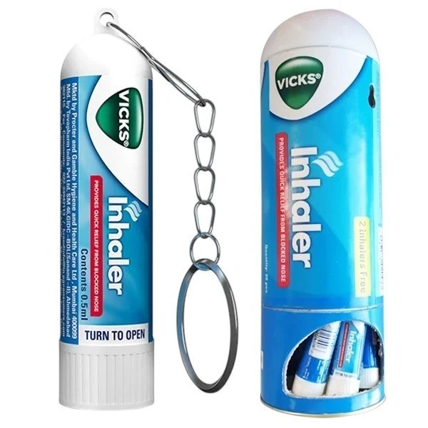 Vicks Inhaler 0.5ml 13-Count Jar w/ Keychain | Cold Sinus Nasal Relief