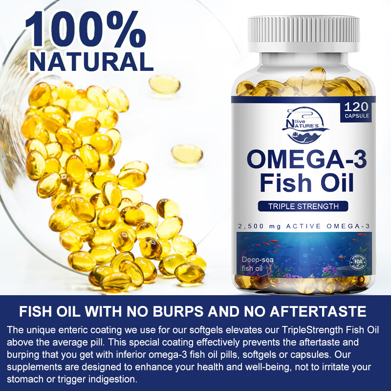 3x Strength EPA & DHA Omega 3 Fish Oil 3600mg, Highest Potency, 120 Softgels