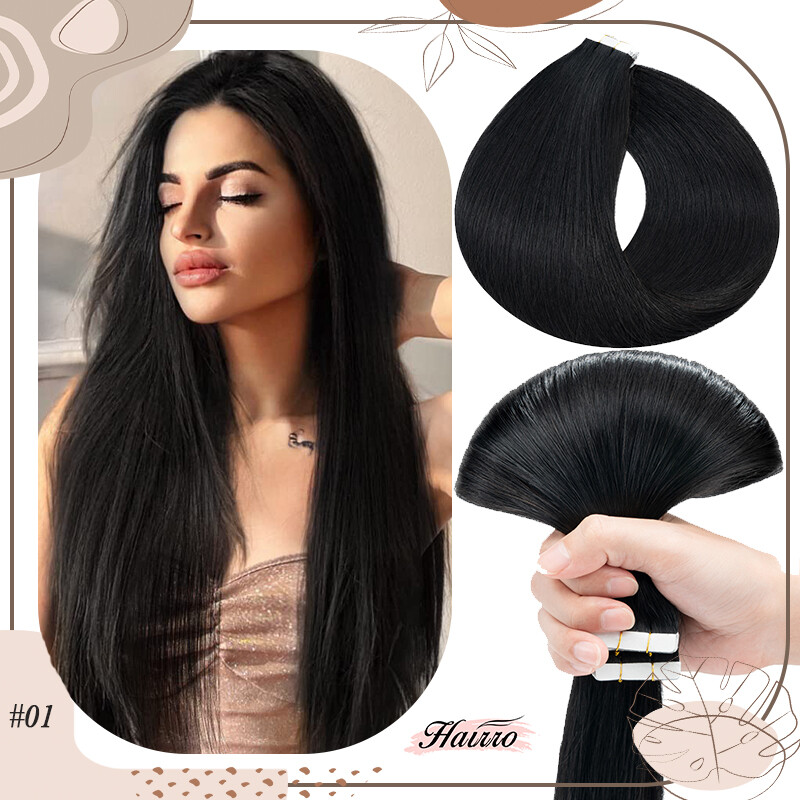 HAIRRO-USA Tape In 100% Human Hair Extensions Invisible Remy Hair Thick End 50GR