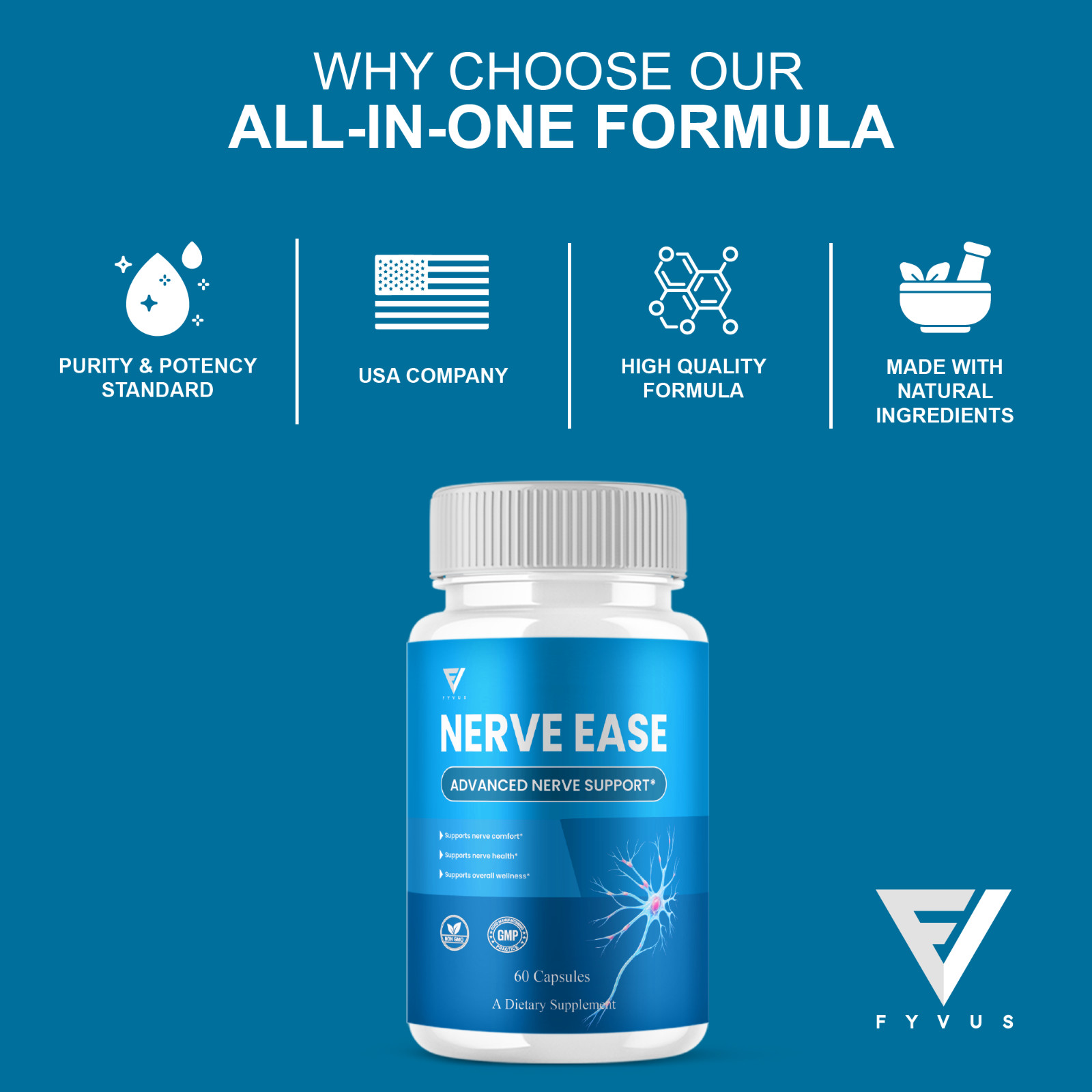 Nerve Ease Advanced Support, NerveEase Health Pills (60 Capsules)