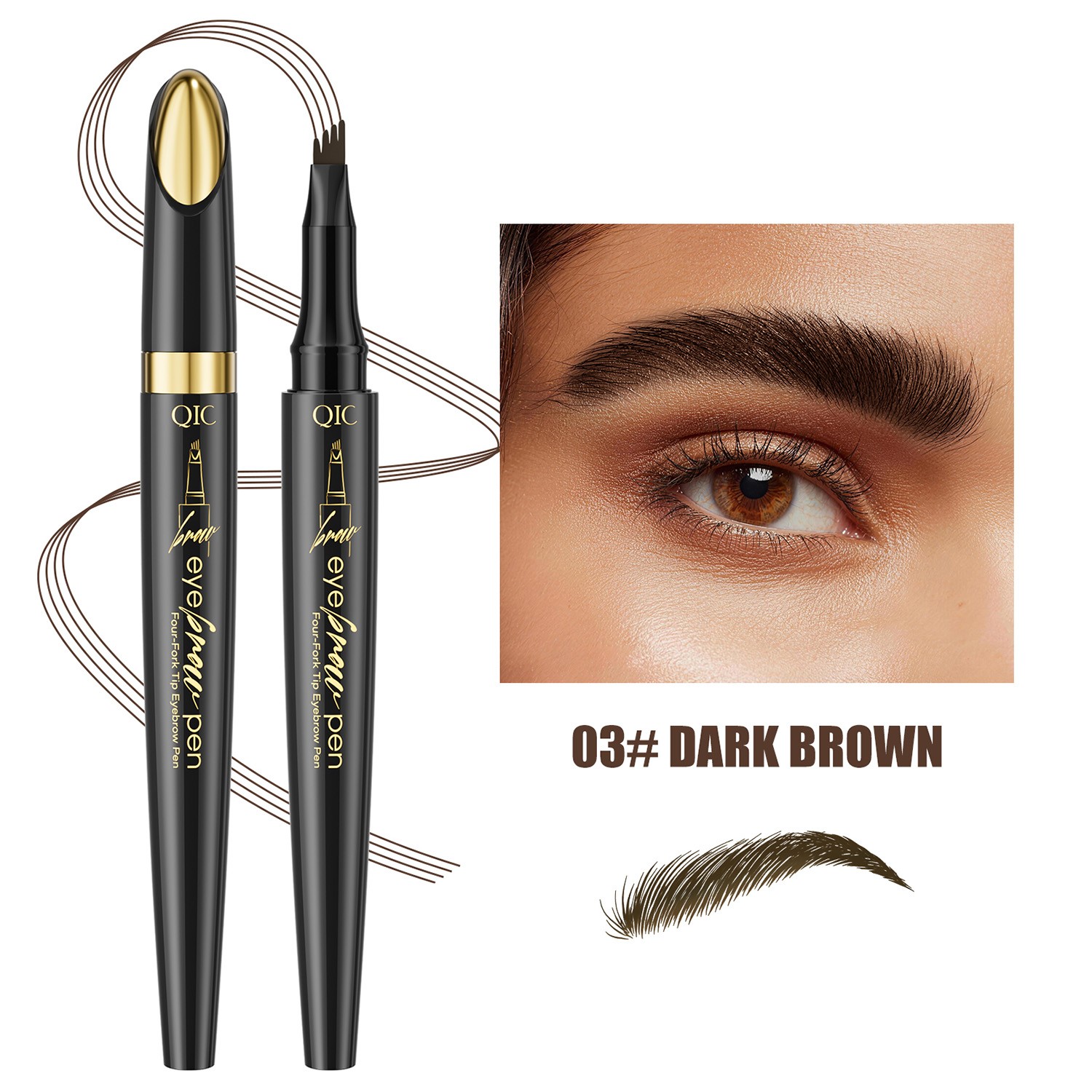 4-Prong Waterproof Eyebrow Pencil – Easy to Apply, Long-Lasting & Smudge-Proof