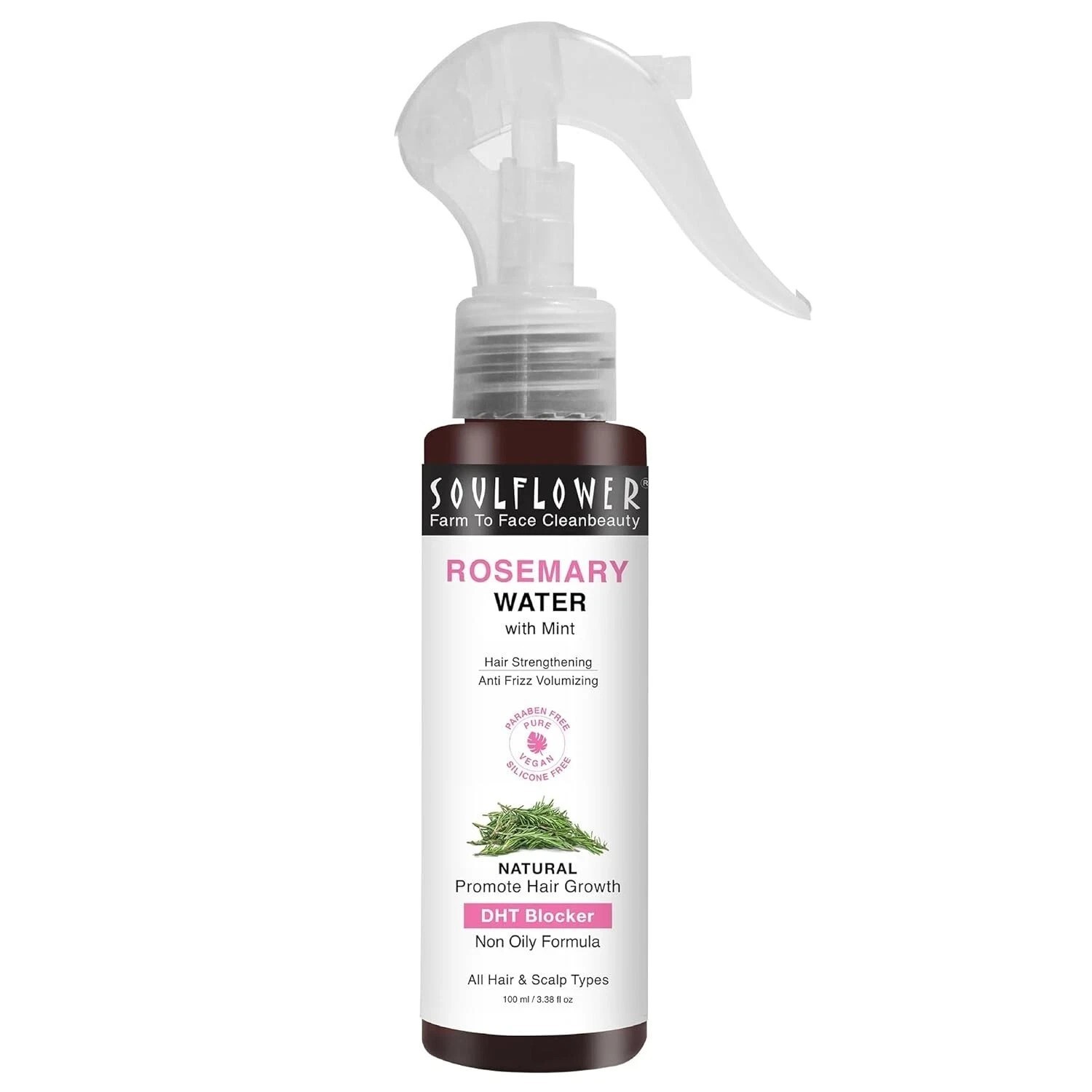 Soulflower Rosemary Water spray with mint| For Hair growth, Hair fall control, S