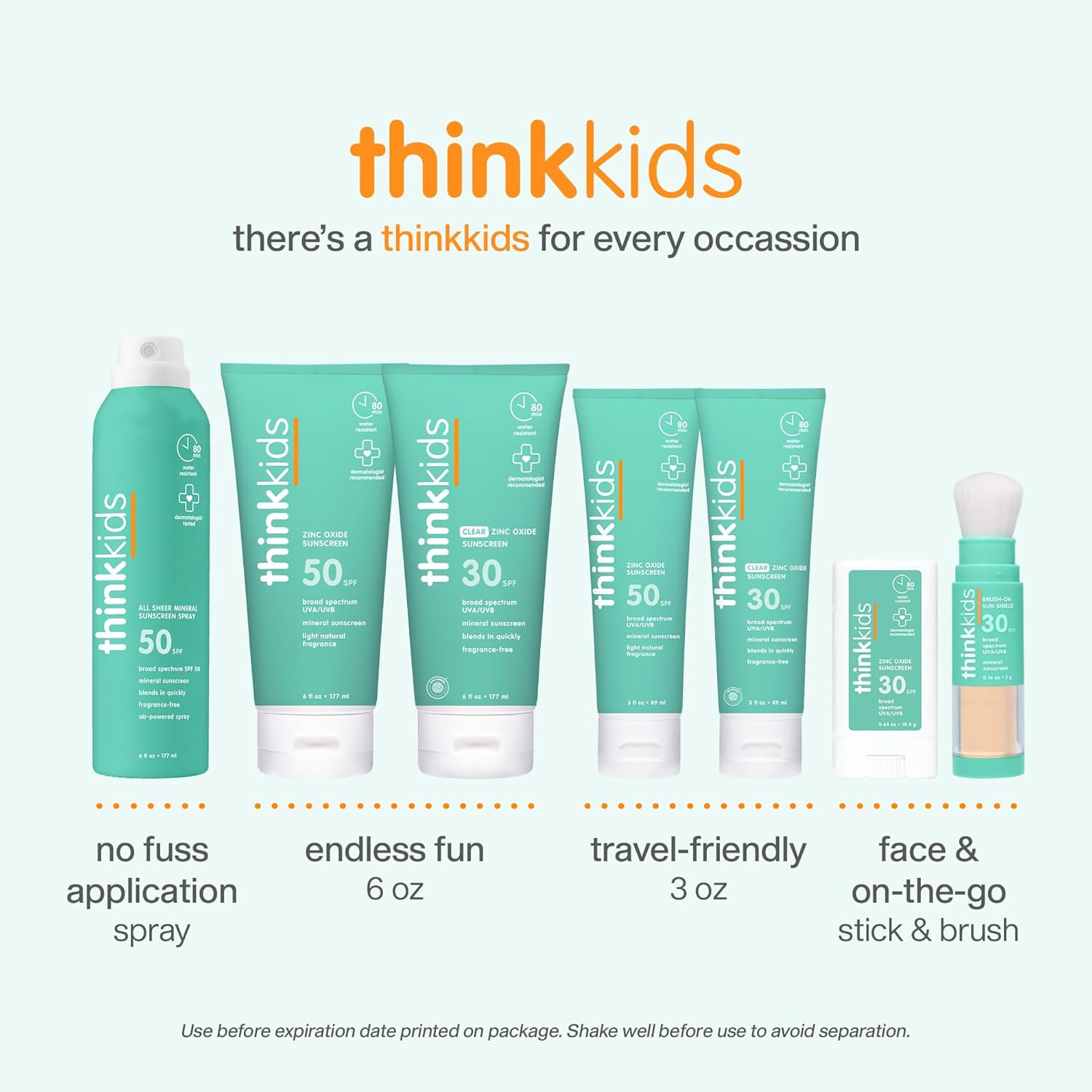 Thinksport Kids Sunscreen Spray, SPF 50 All Sheer Mineral Sunscreen, 6 Fl Oz, Wa