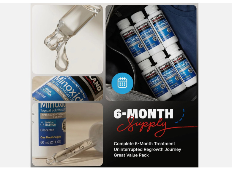 Kirkland Minoxidil 5% Extra Strength Men 6 Month Supply Hair Regrowth EXP 08/27+
