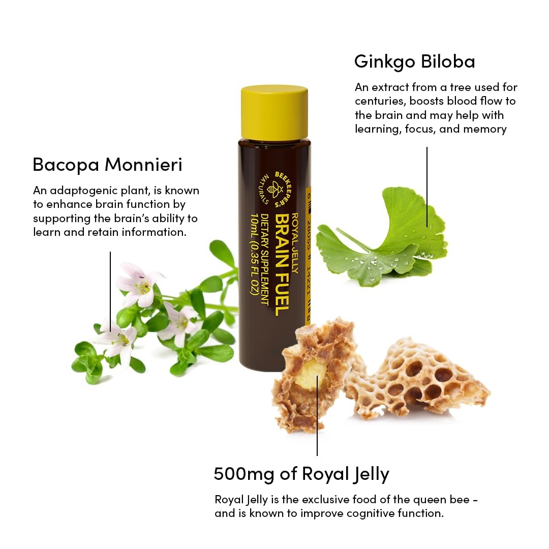 BEEKEEPER’S NATURALS B.LXR Brain Fuel – Memory, Focus and 6 Count, Honey