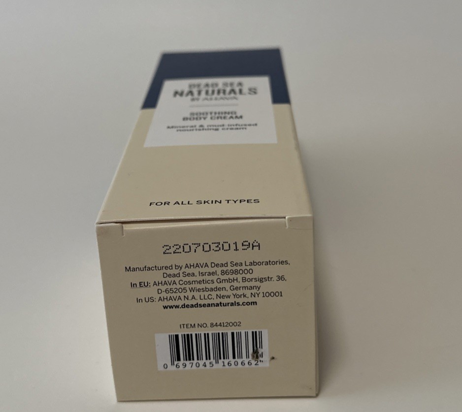 New Dead Sea Naturals by Ahava Soothing Body Cream Made In Israel Mineral 6.8 OZ