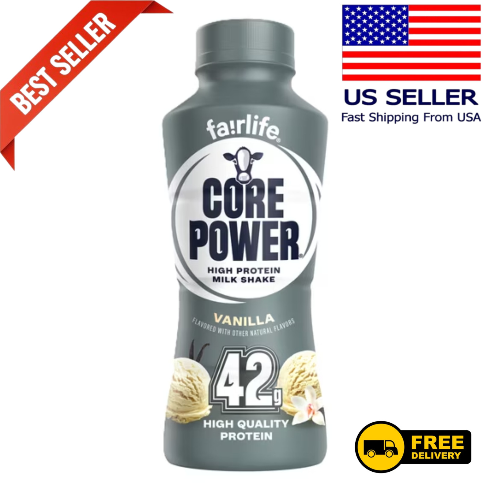 Core Power High Protein Shake, Vanilla, 42g Bottle, 14 fl oz