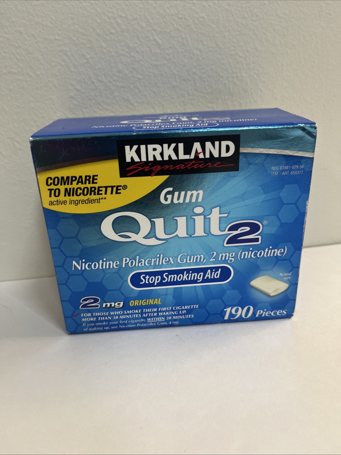Kirkland Signature Quit 2 mg Gum Nicotine Polacrilex Stop Smoking Aid 190 Pieces