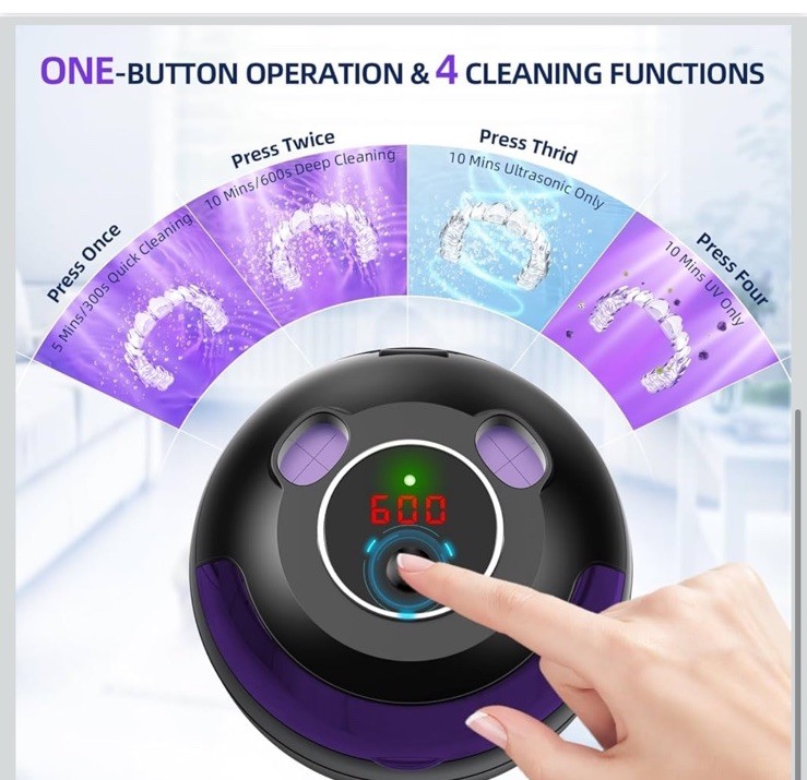 ECOBASIC ULTRASONIC RETAINER CLEANER MACHINE DENTURES MOUTH GUARDS