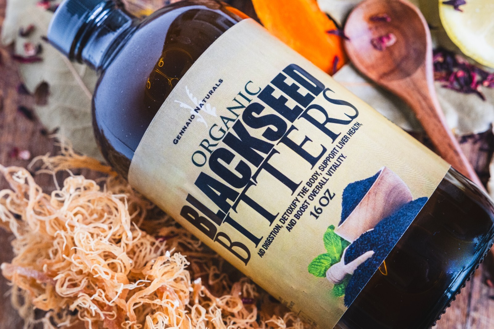 Black Seed Living Bitters 100% Natural 16ozOrganic Herbal Blend for Immune Boost