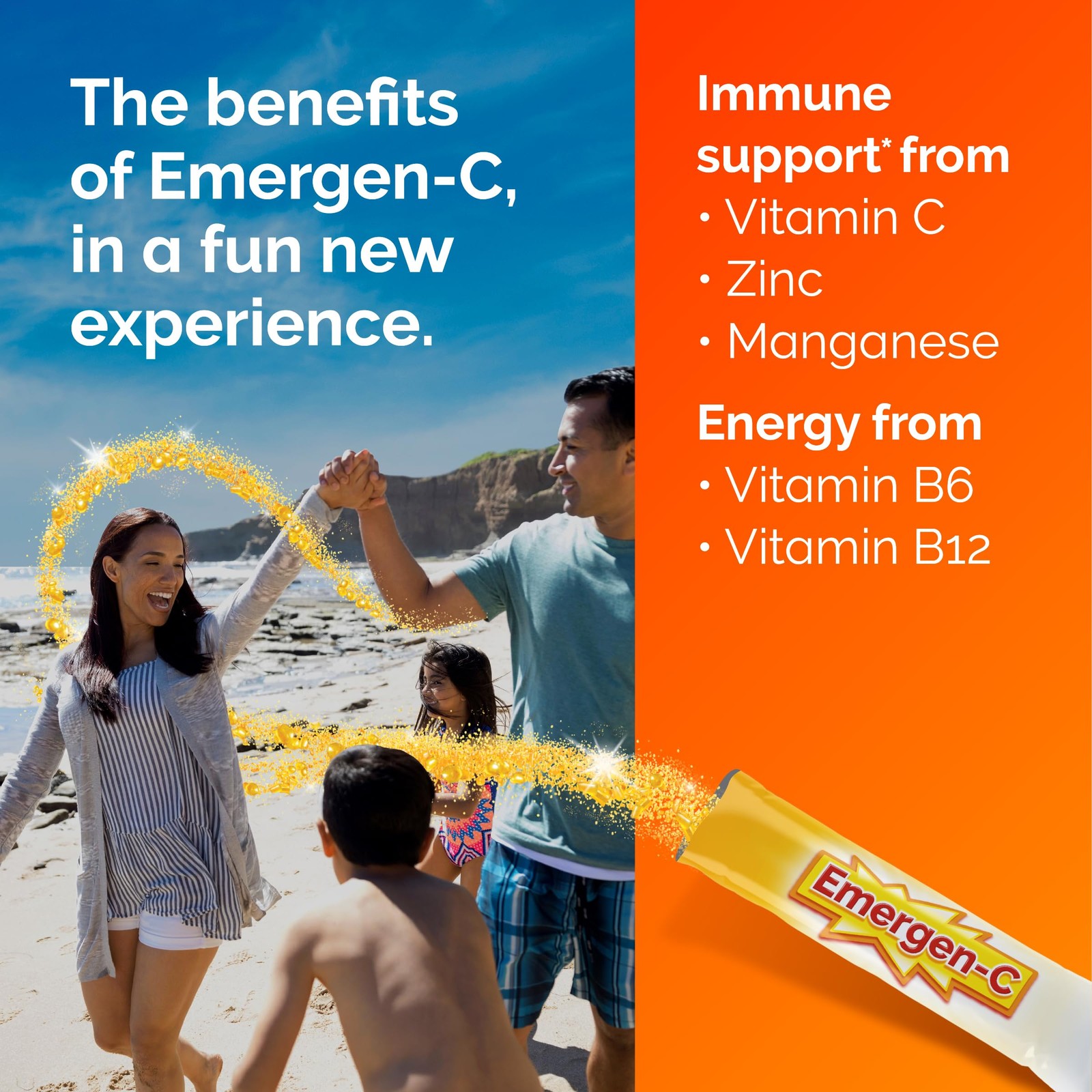 Emergen-C Crystals On-The-Go Emergen-C Immune Support Supplement Vitamin C B