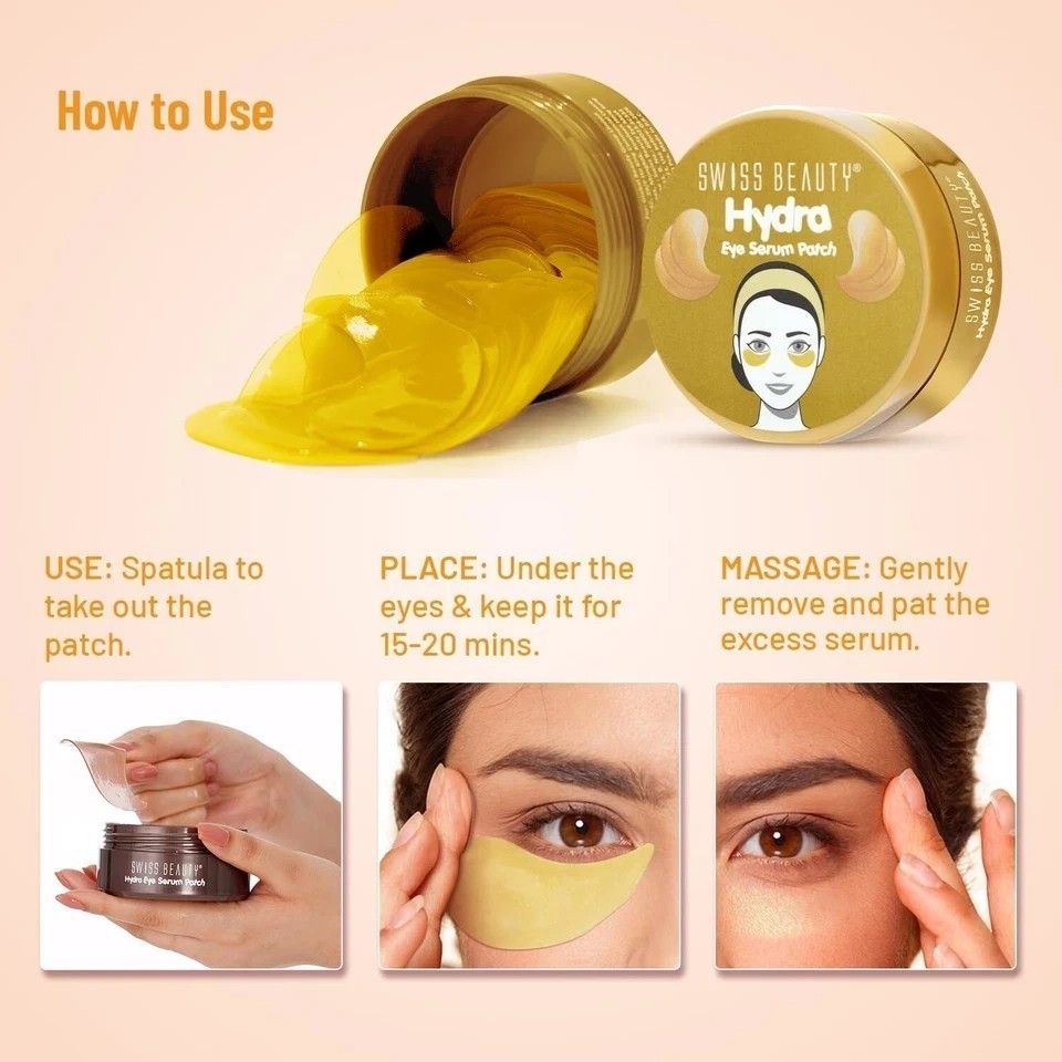 Swiss Beauty Hydra Anti Wrinkle Eye Serum Patch | 02 Gold , 60 Pcs