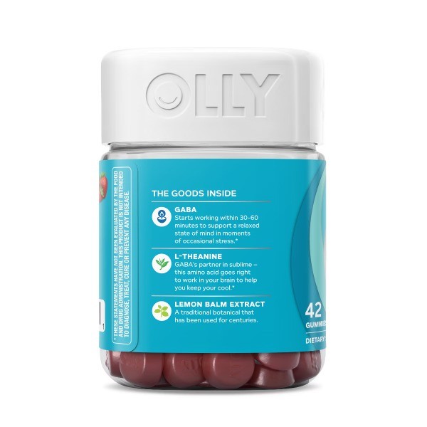 OLLY Goodbye Stress Gummies with GABA,L-Theanine & Lemon Balm-Berry Verbena-42ct