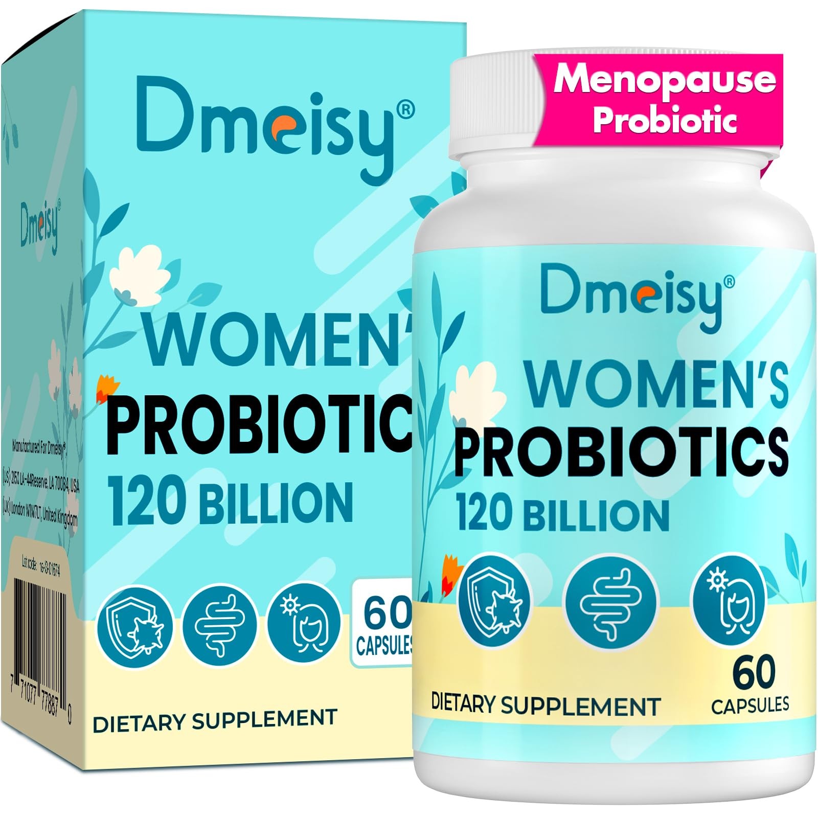 Menopause Supplements for Women, 120 Billion CFU Probiotic, 13-in-1 Herbs