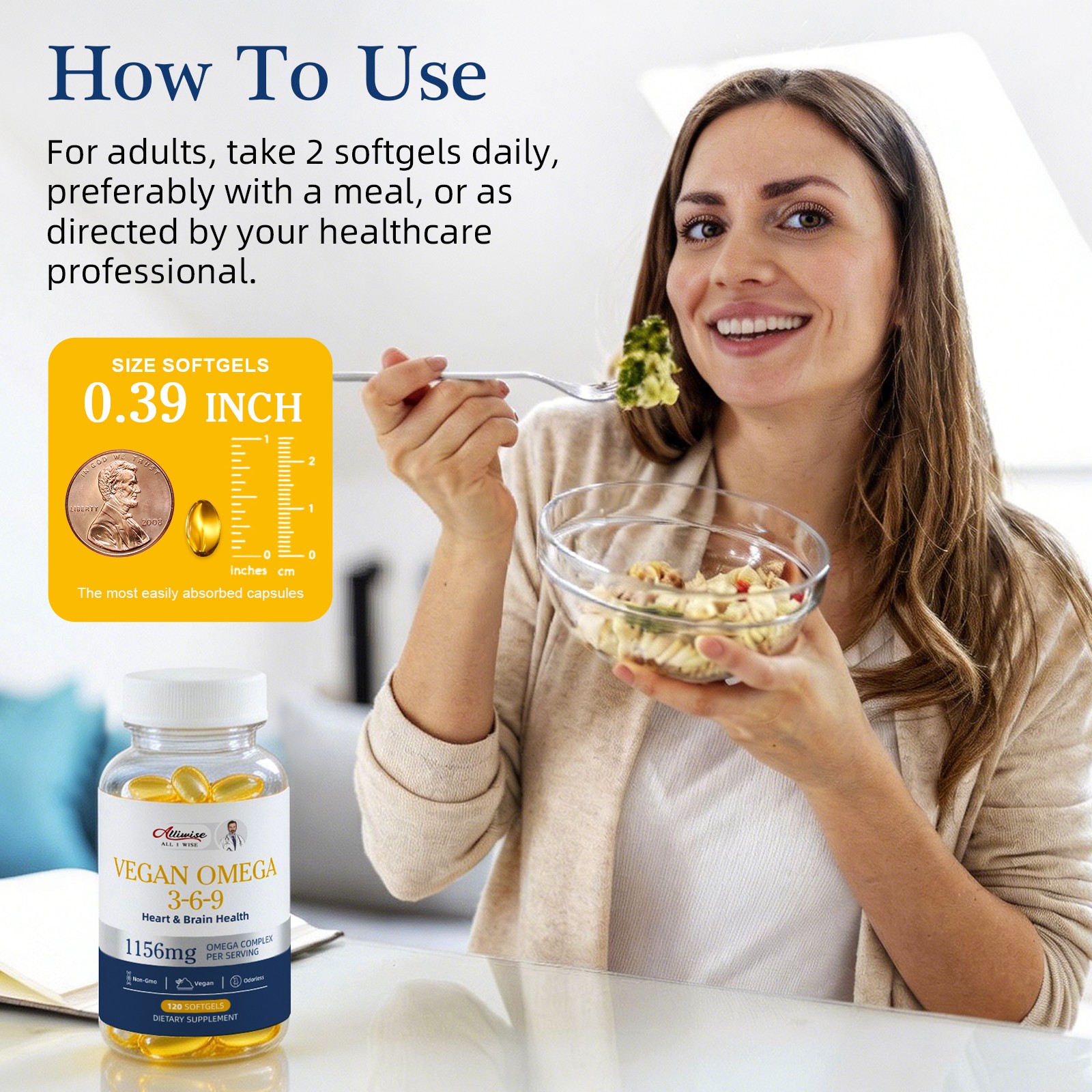 Vegan Omega 3-6-9 2-Pack – 240 Softgels, Plant-Based, Highest Potency, Odorless