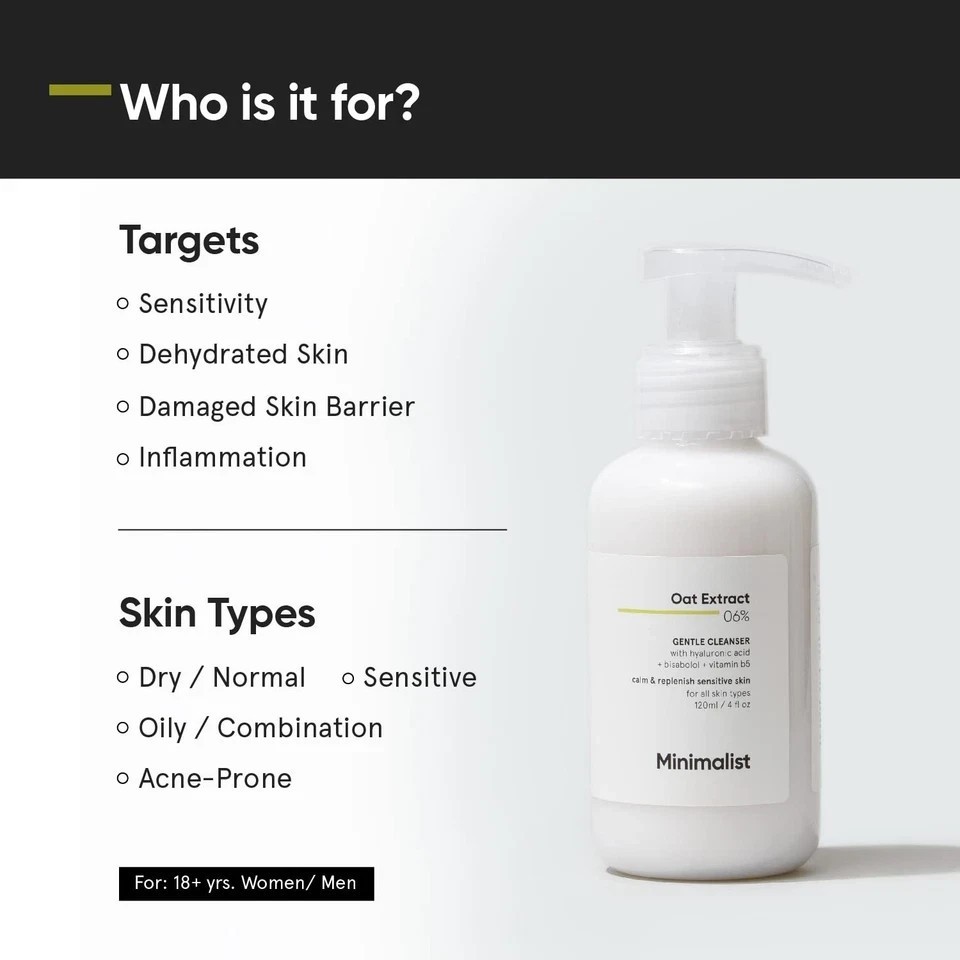 Minimalist Gentle Cleanser 6% Oat Extract 120ml