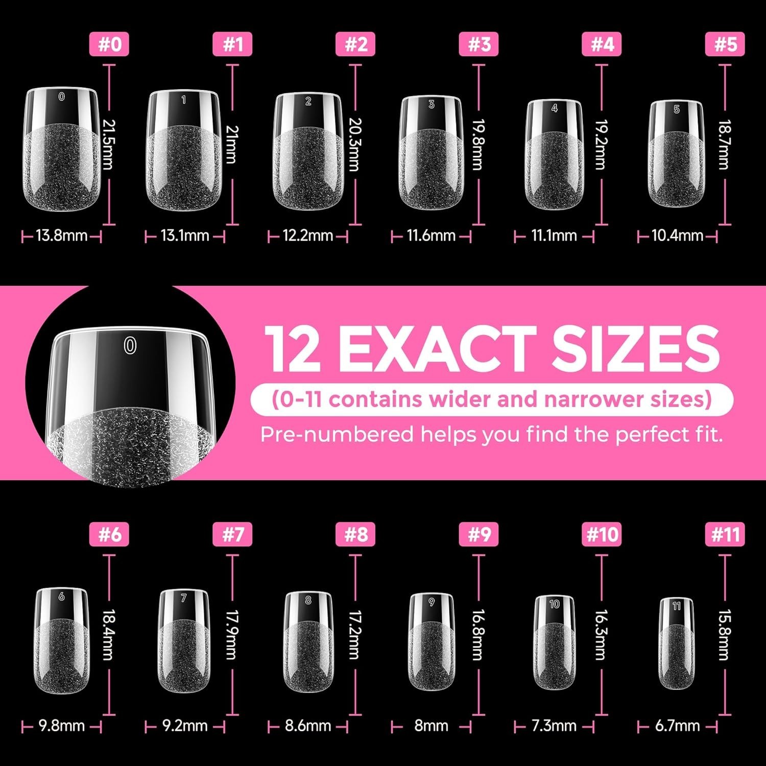 Easy Application 216pcs Short Square Acrylic Nail Tips – Perfect for All Sizes
