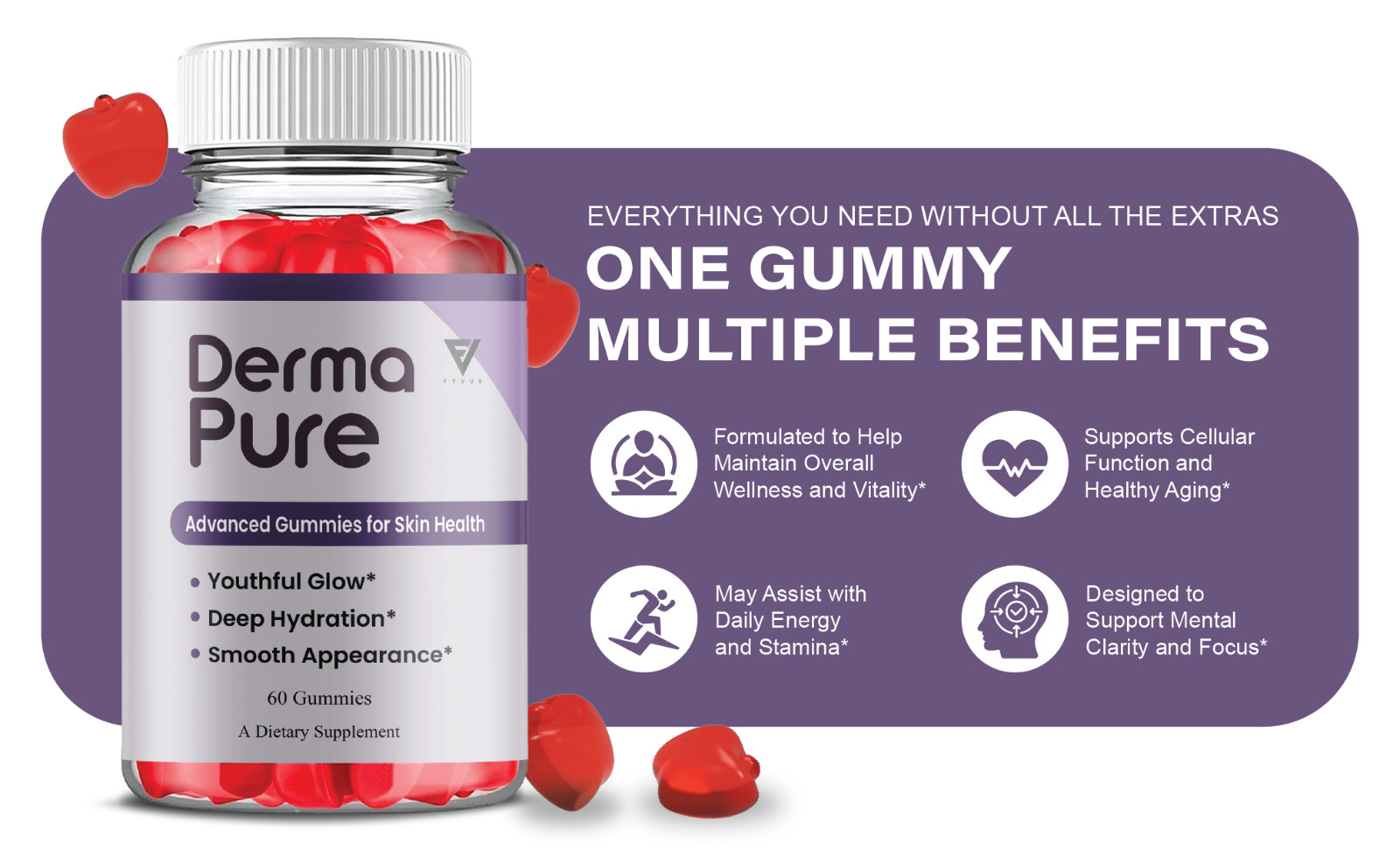 Derma Pure Skin Gummy, DermaPure Skin (60 Gummies)
