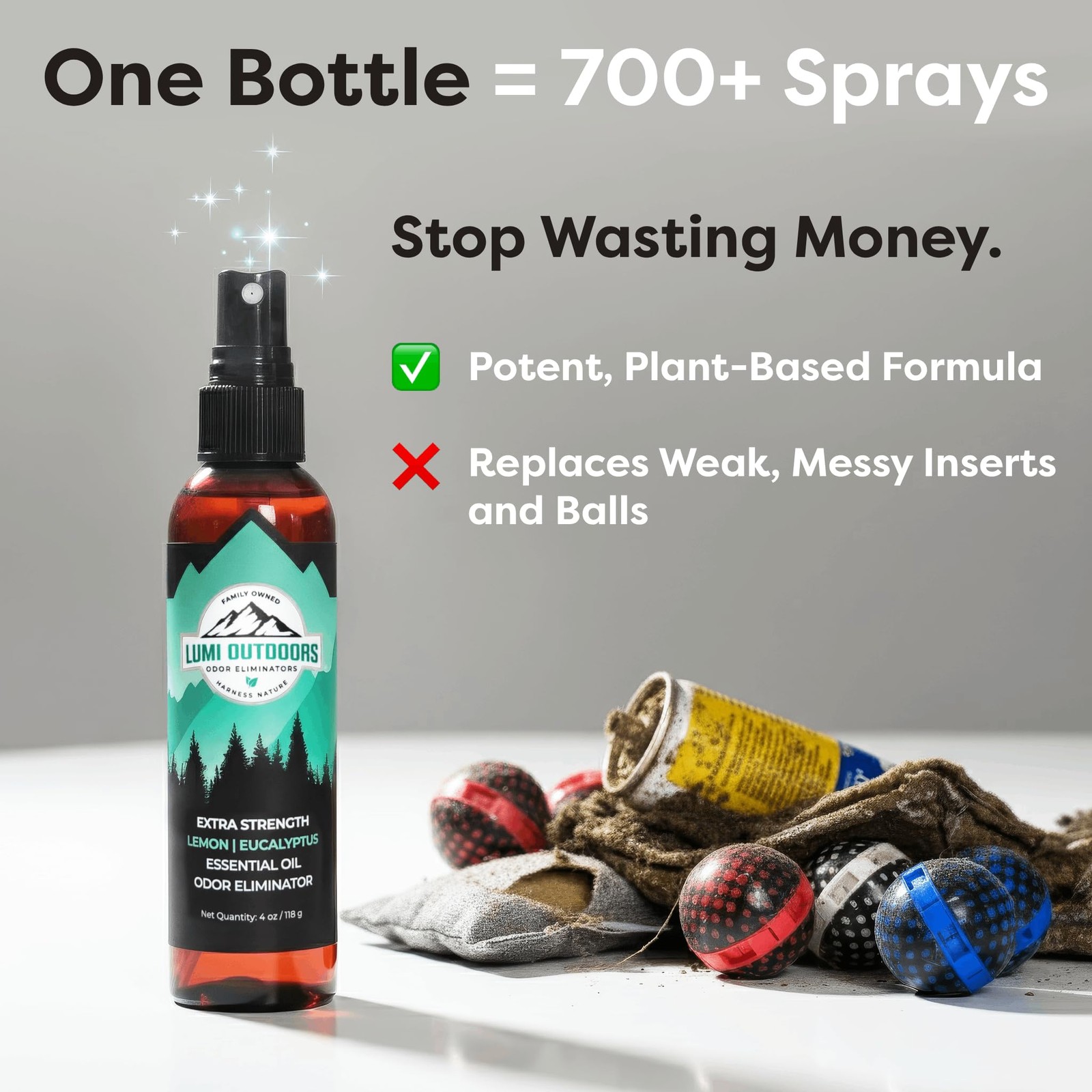 Lumi Outdoors Natural Shoe Deodorizer Spray – Odor 4 Fl Oz (Pack of 1)