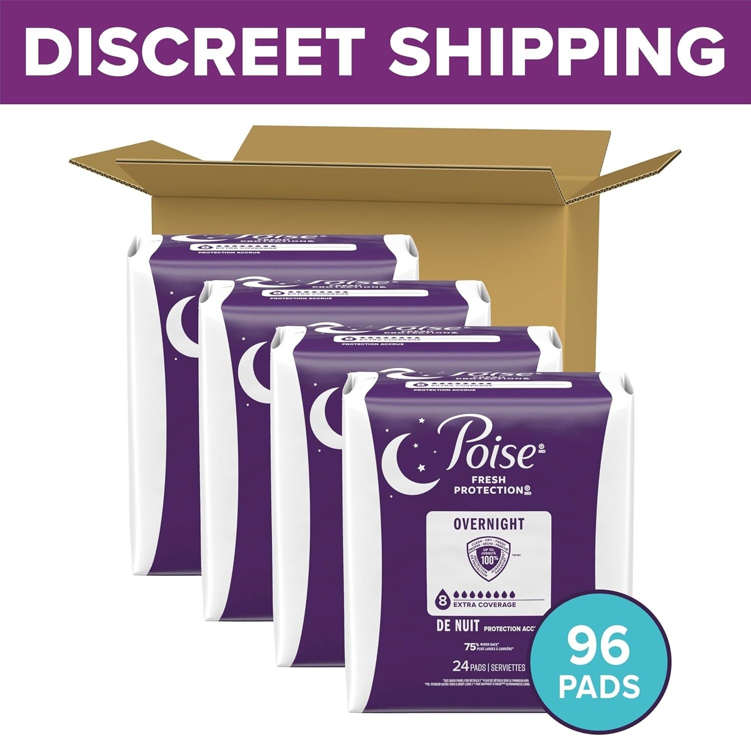 Overnight Incontinence Pads 8 Drop Extra Coverage 96 Ct Postpartum