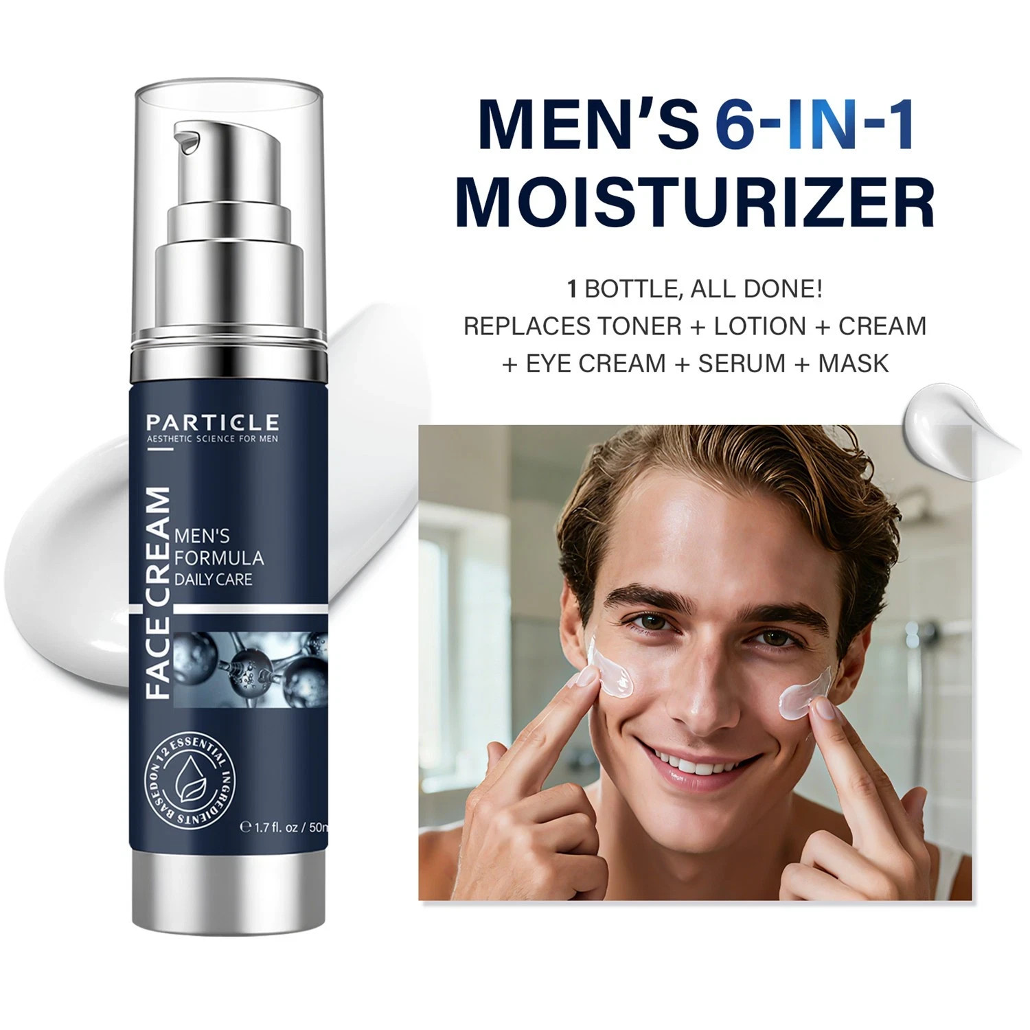 2x Particle Men’s Face Cream: 6-in-1 Anti-Aging Cream—Effectively Fights Eye Bag