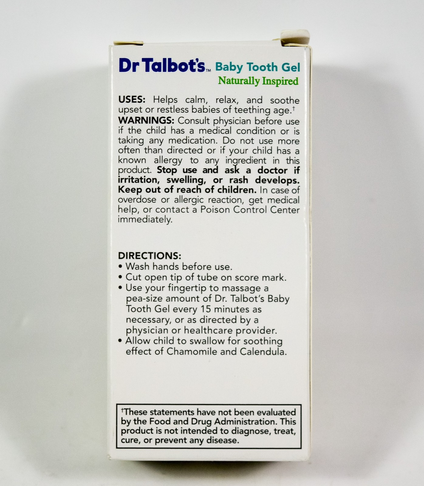 1 Dr. Talbot’s Baby Tooth Gel CLOVE & CHAMOMILE 3-24m .53oz tube 10/2026 MadeUSA