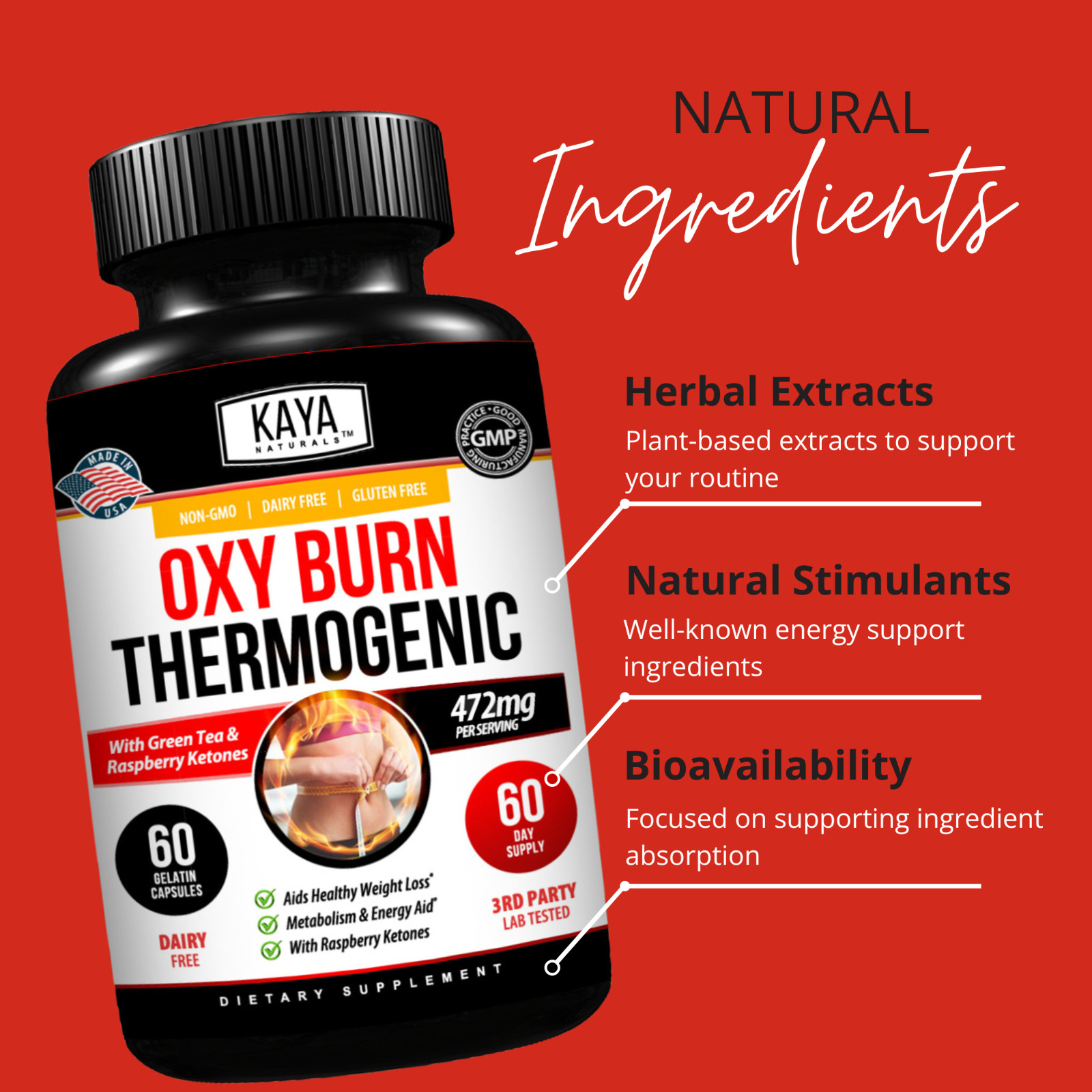 Premium OXY Burn Thermogenic 471mg Appetite Control Weight Loss Fat Burner
